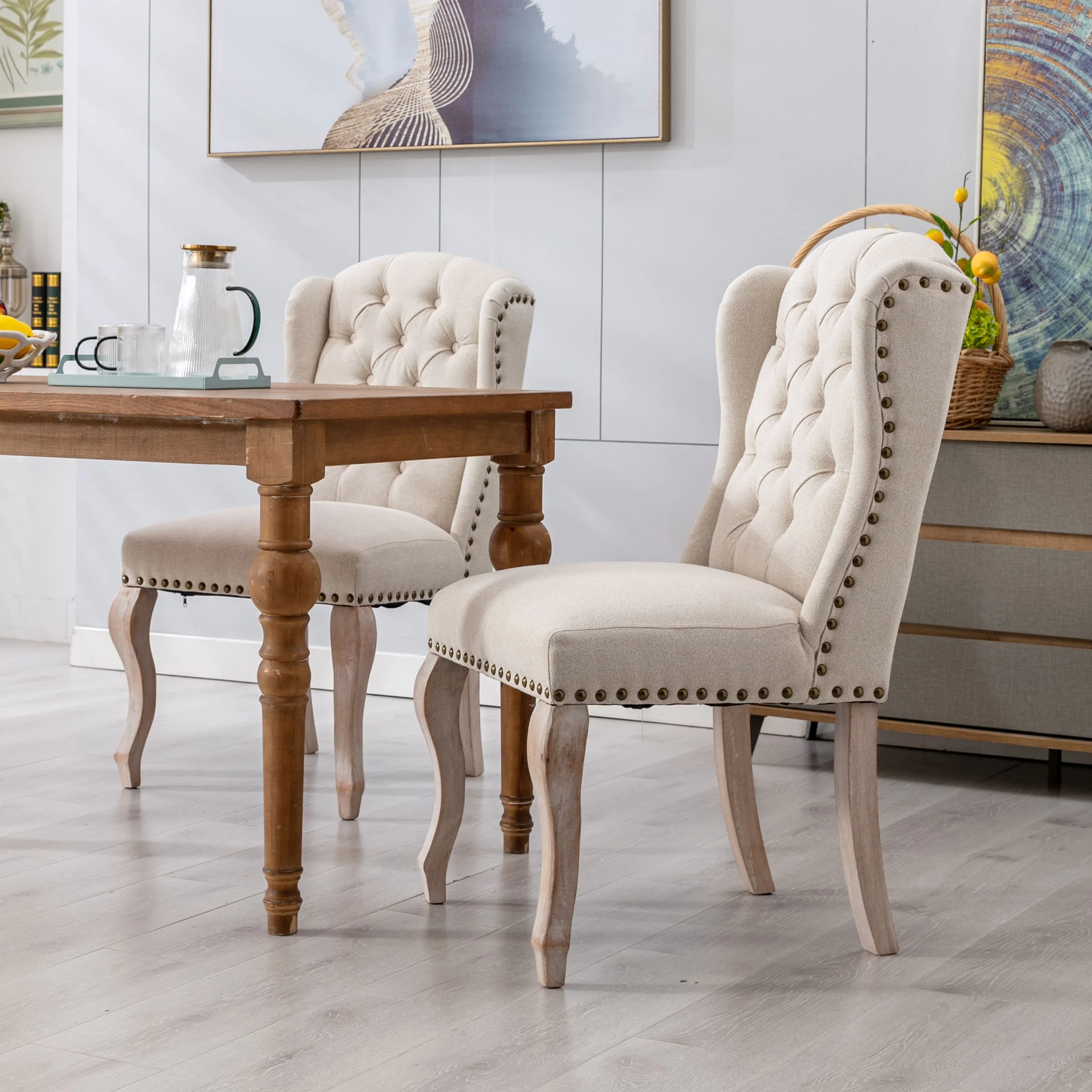 Parsons Linen Dining Chairs Set of 2 - 1296DC - Image 3