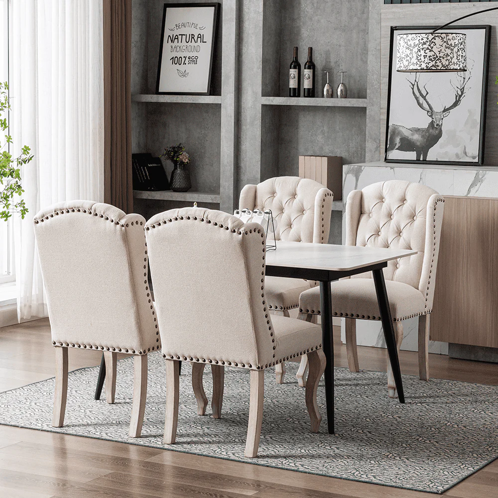Parsons Linen Dining Chairs Set of 2 - 1296DC - Image 4