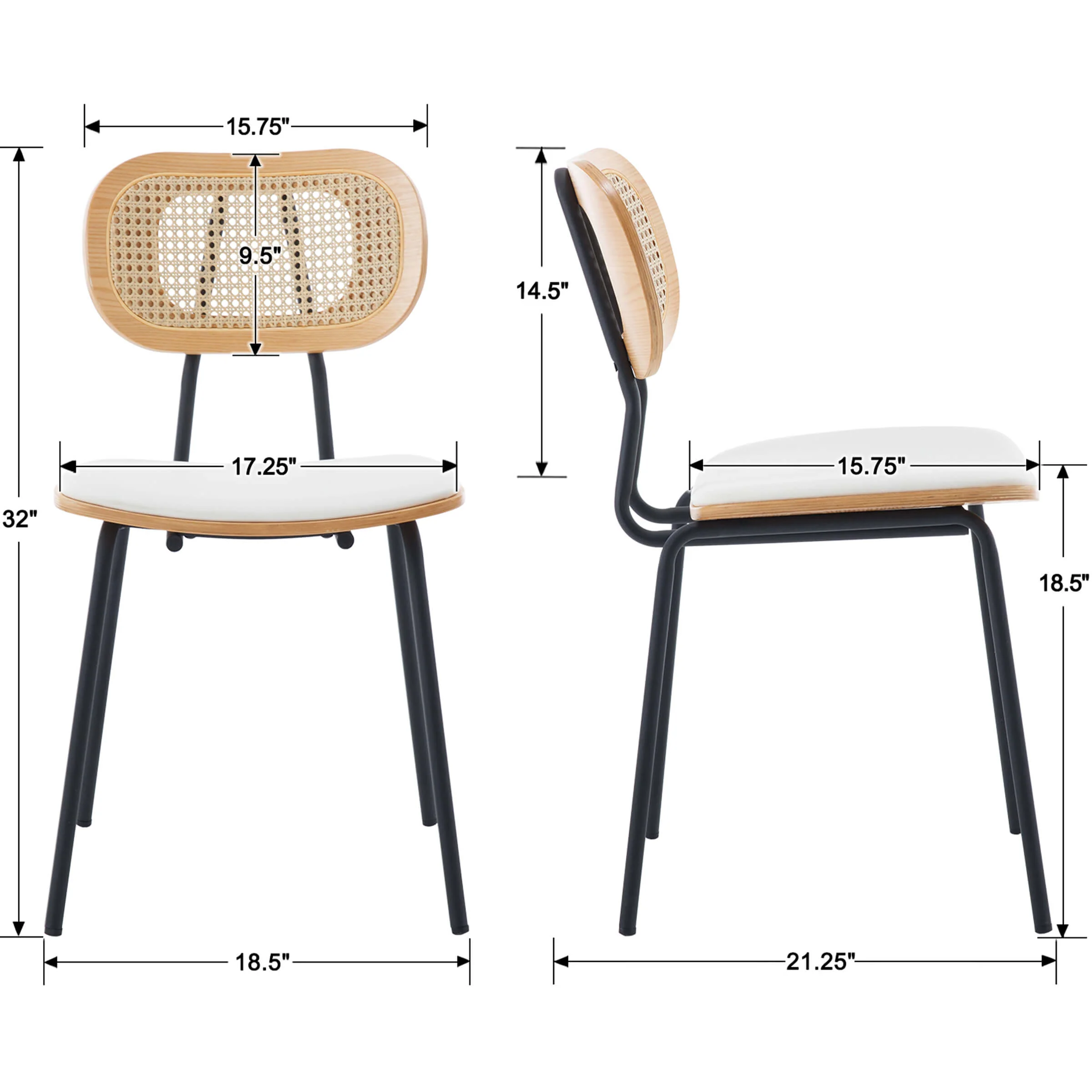 Rattan Back Dining Chairs Set of 2 - 6647DC - Image 9