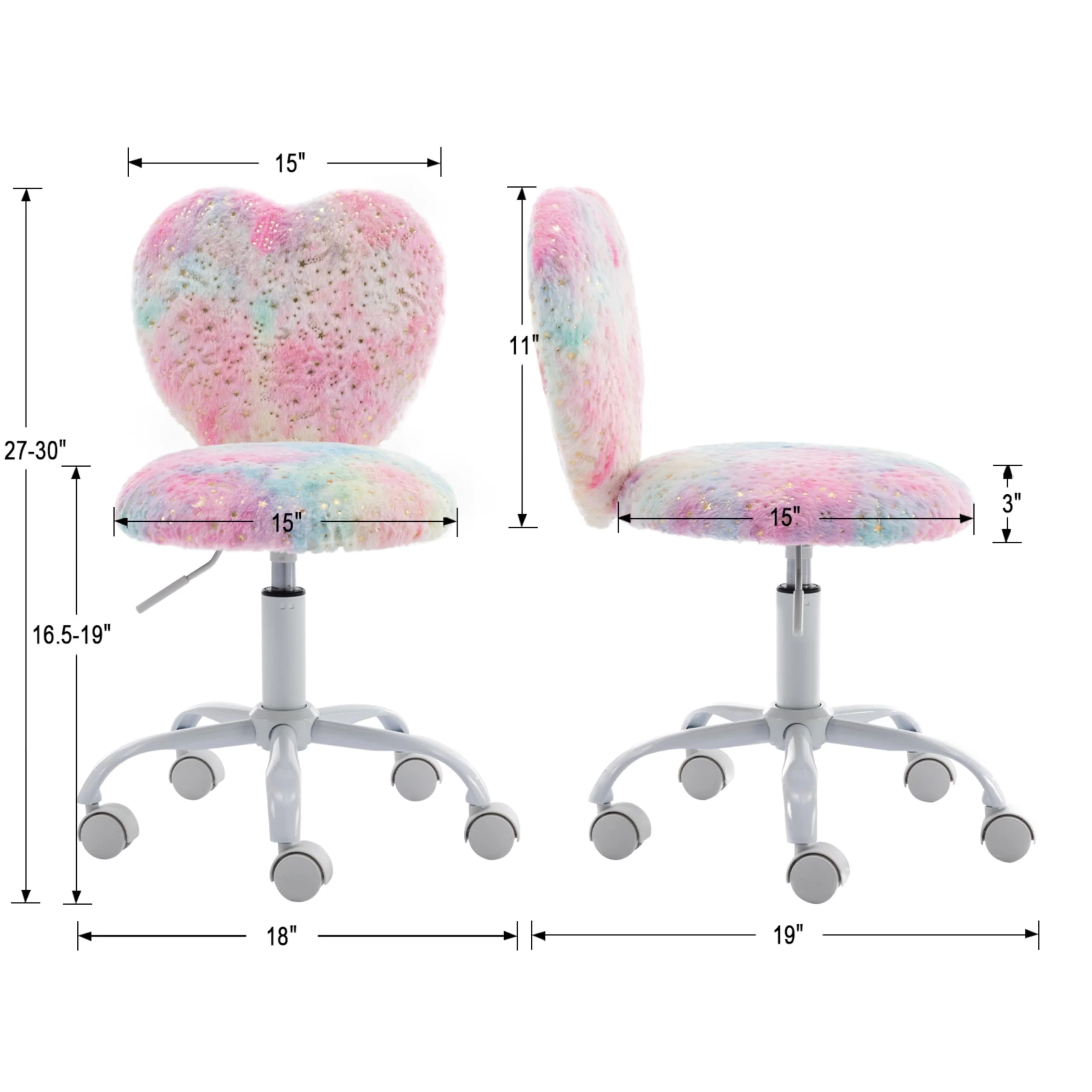 Rolling Cute Adjustable Swivel Kids Office Chair 1 PCS - 1412KC - Image 10