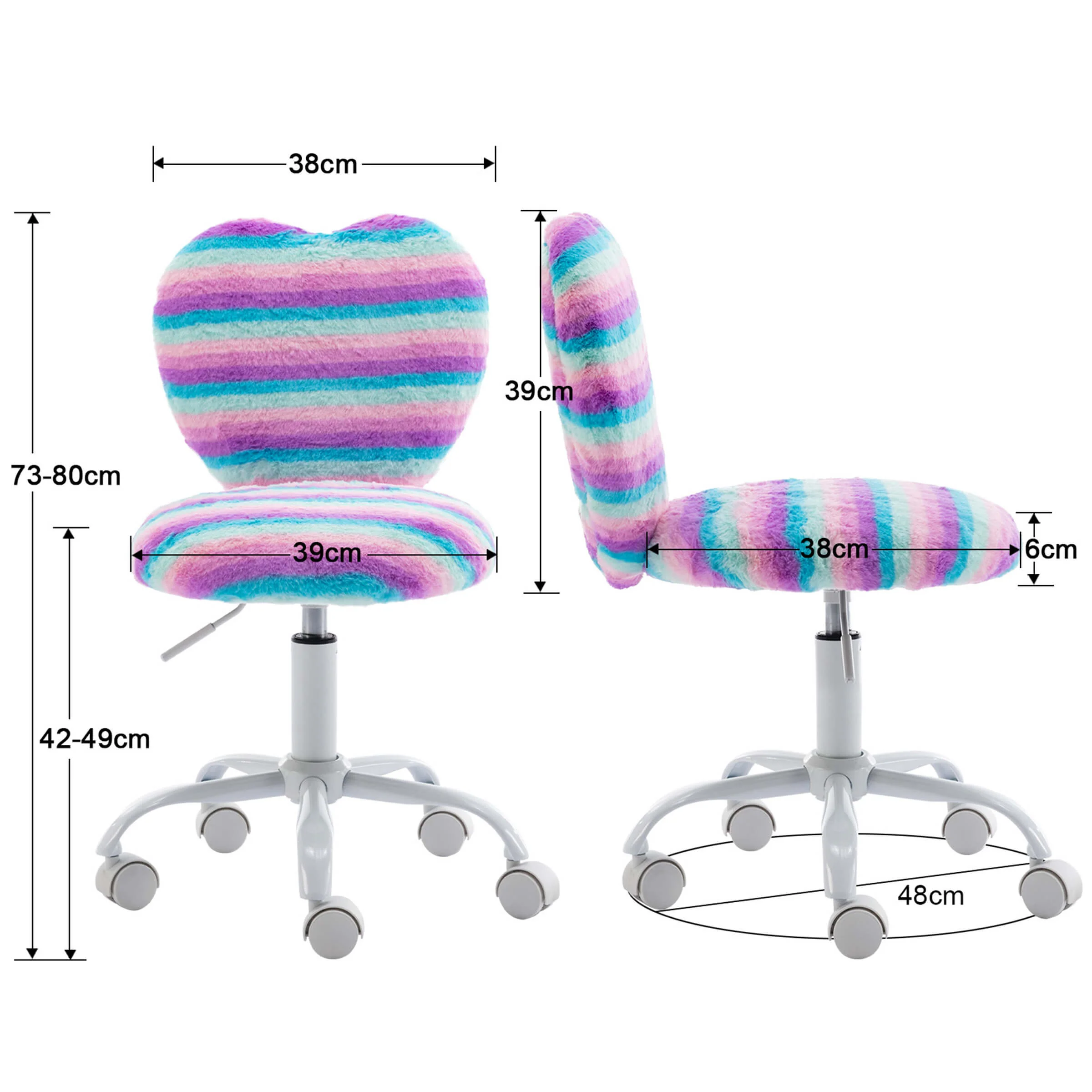 Rolling Cute Adjustable Swivel Kids Office Chair 1 PCS - 1412KC - Image 42