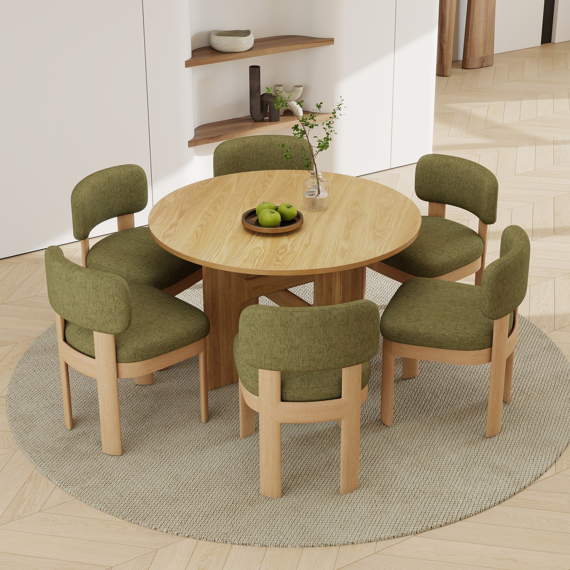 Round Solid Wood Dining Table for 4-6 People - 00015DT - Image 2