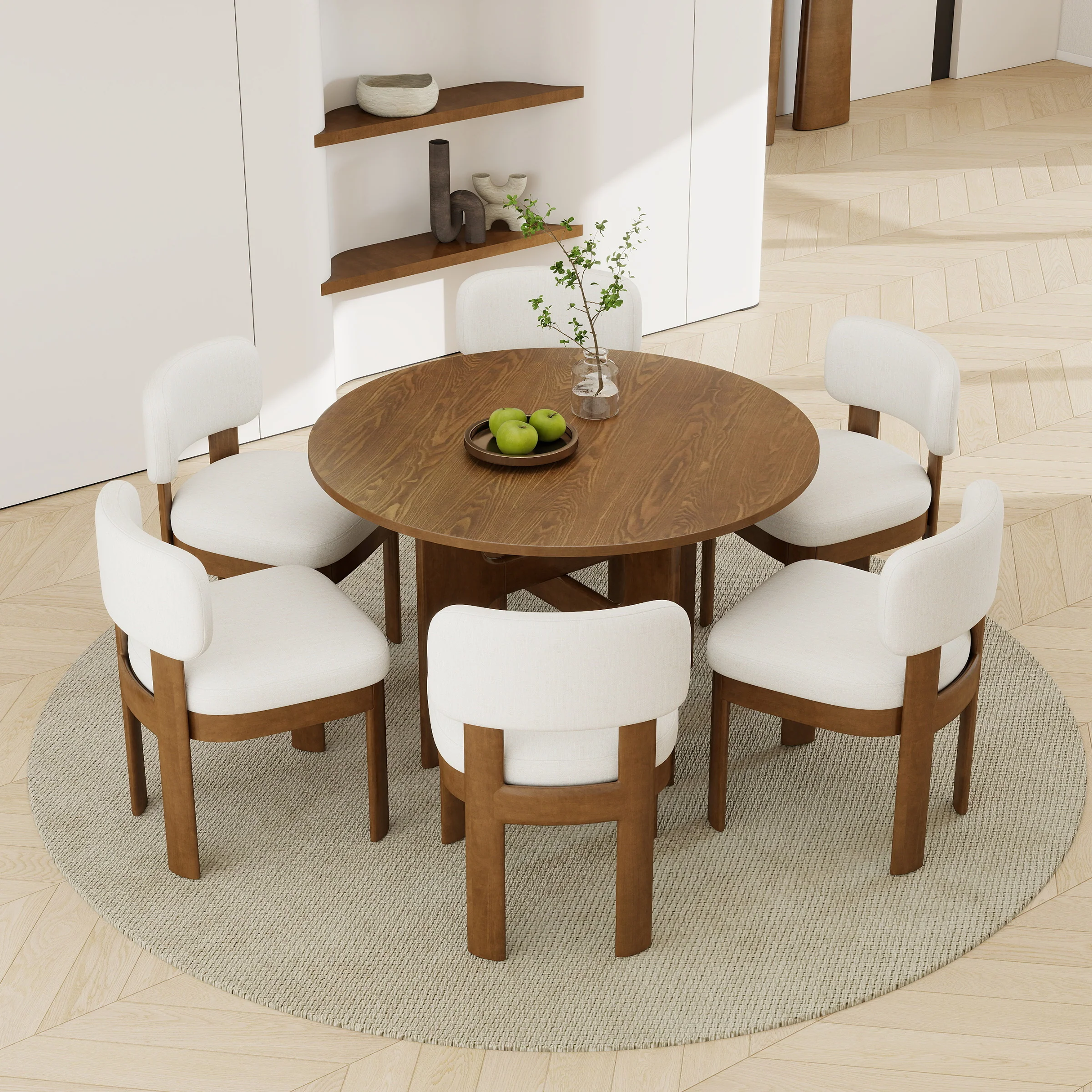 Round Solid Wood Dining Table for 4-6 People - 00015DT - Image 8