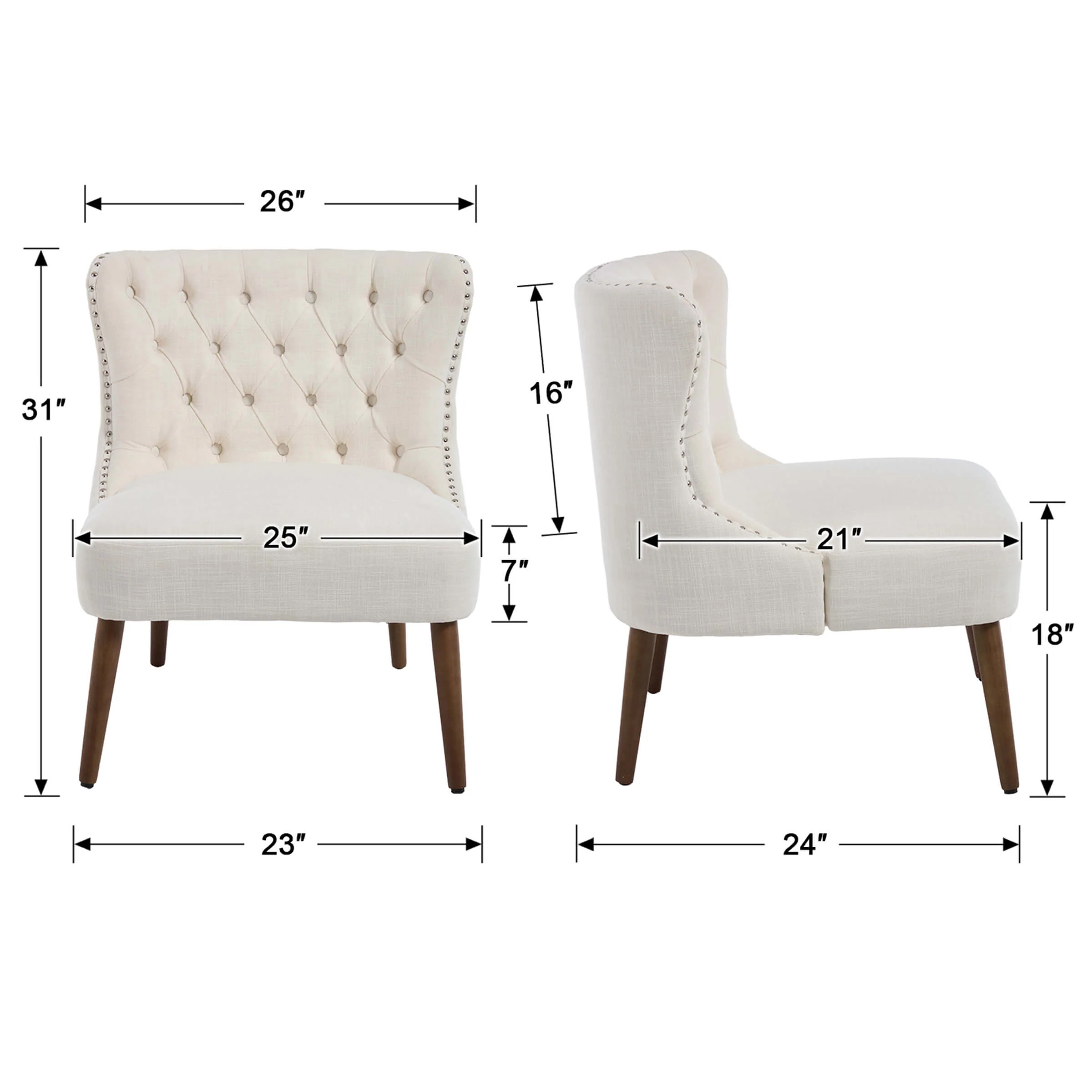 Slipper Chairs with Button Tufted Wingback - 2323AC - Image 12