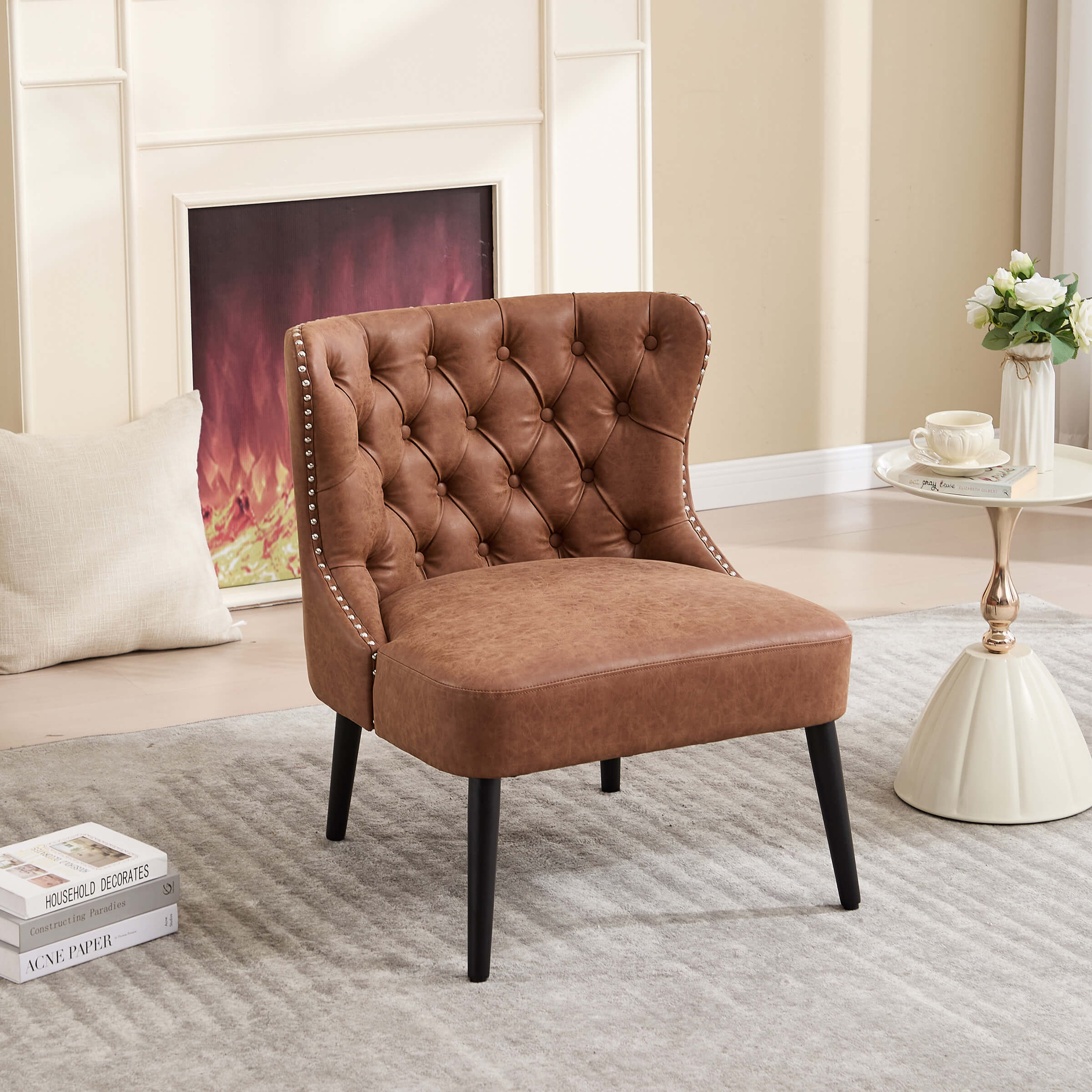 Slipper Chairs with Button Tufted Wingback - 2323AC - Image 13