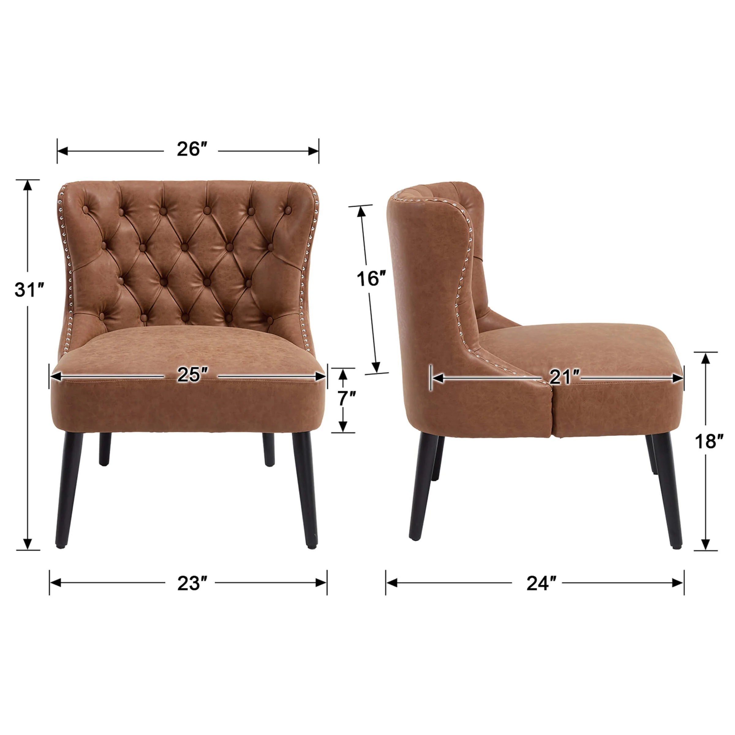 Slipper Chairs with Button Tufted Wingback - 2323AC - Image 18