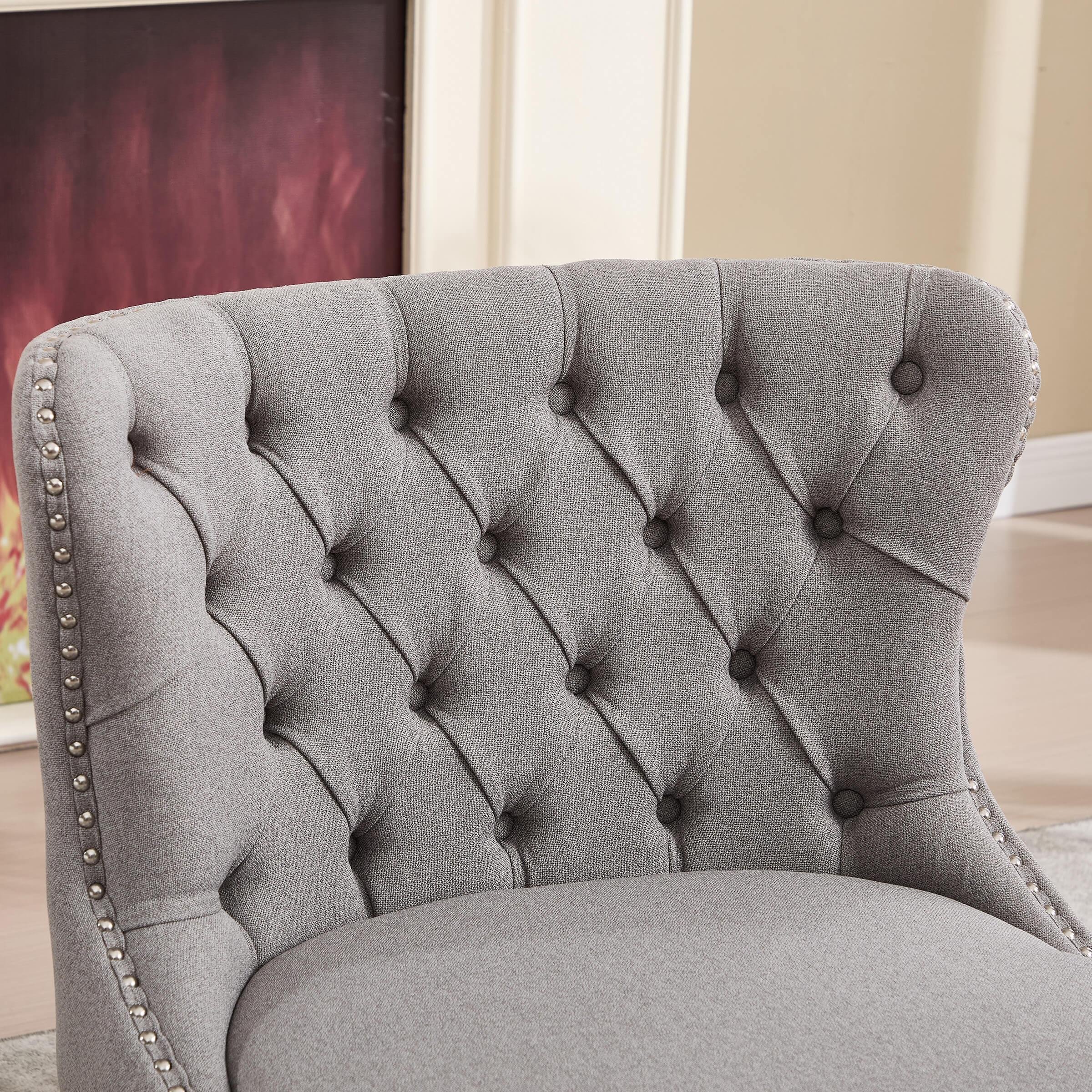 Slipper Chairs with Button Tufted Wingback - 2323AC - Image 2
