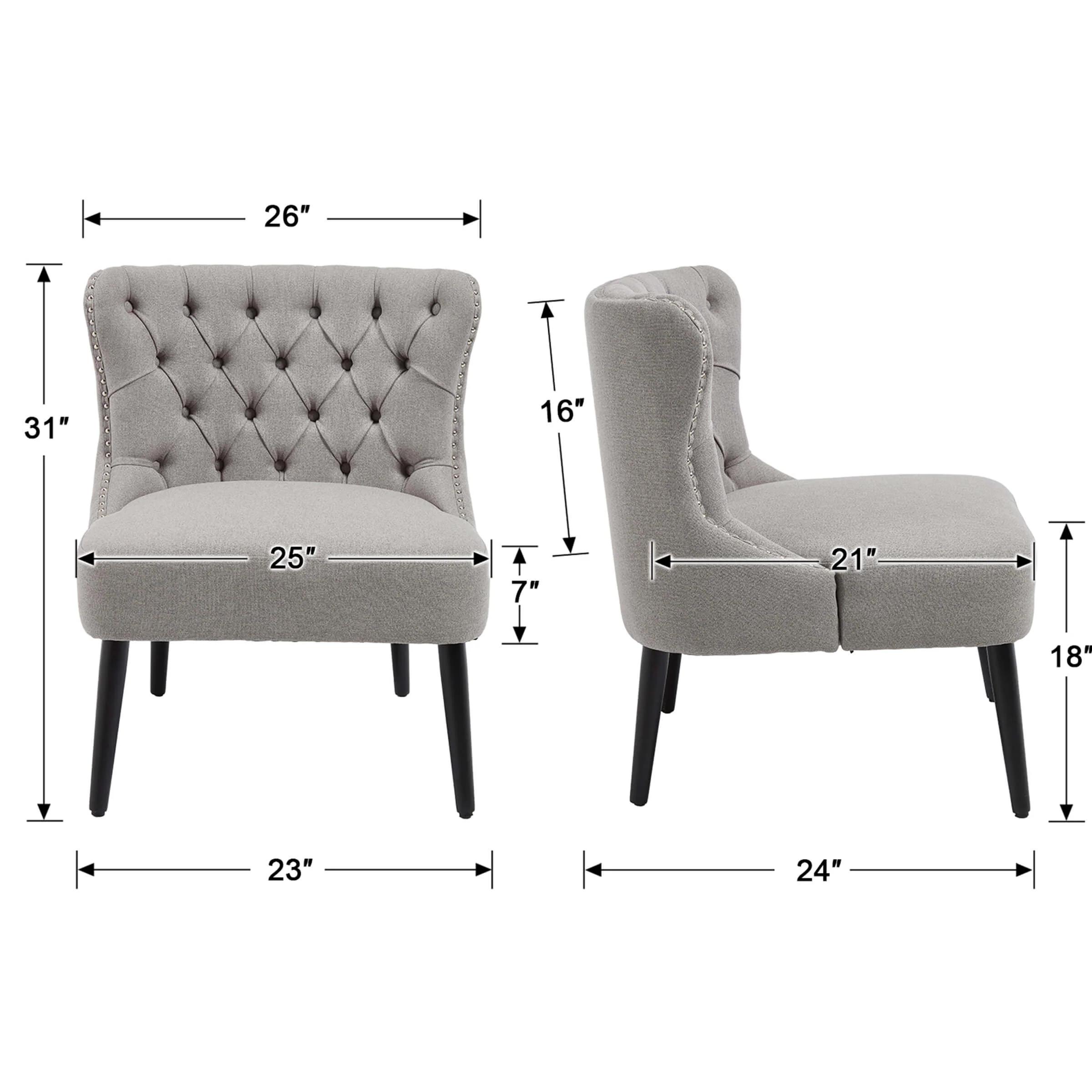 Slipper Chairs with Button Tufted Wingback - 2323AC - Image 6