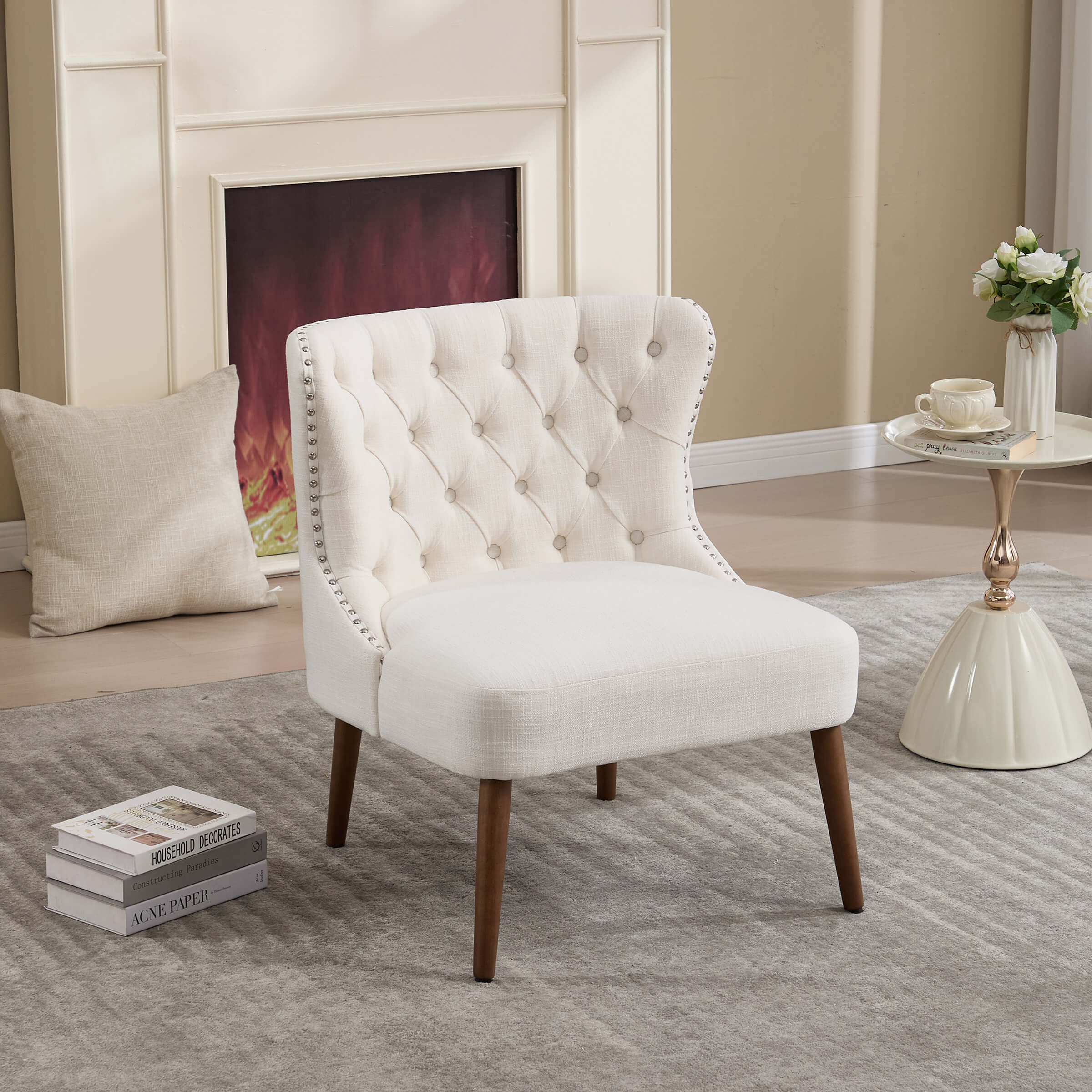 Slipper Chairs with Button Tufted Wingback - 2323AC - Image 7