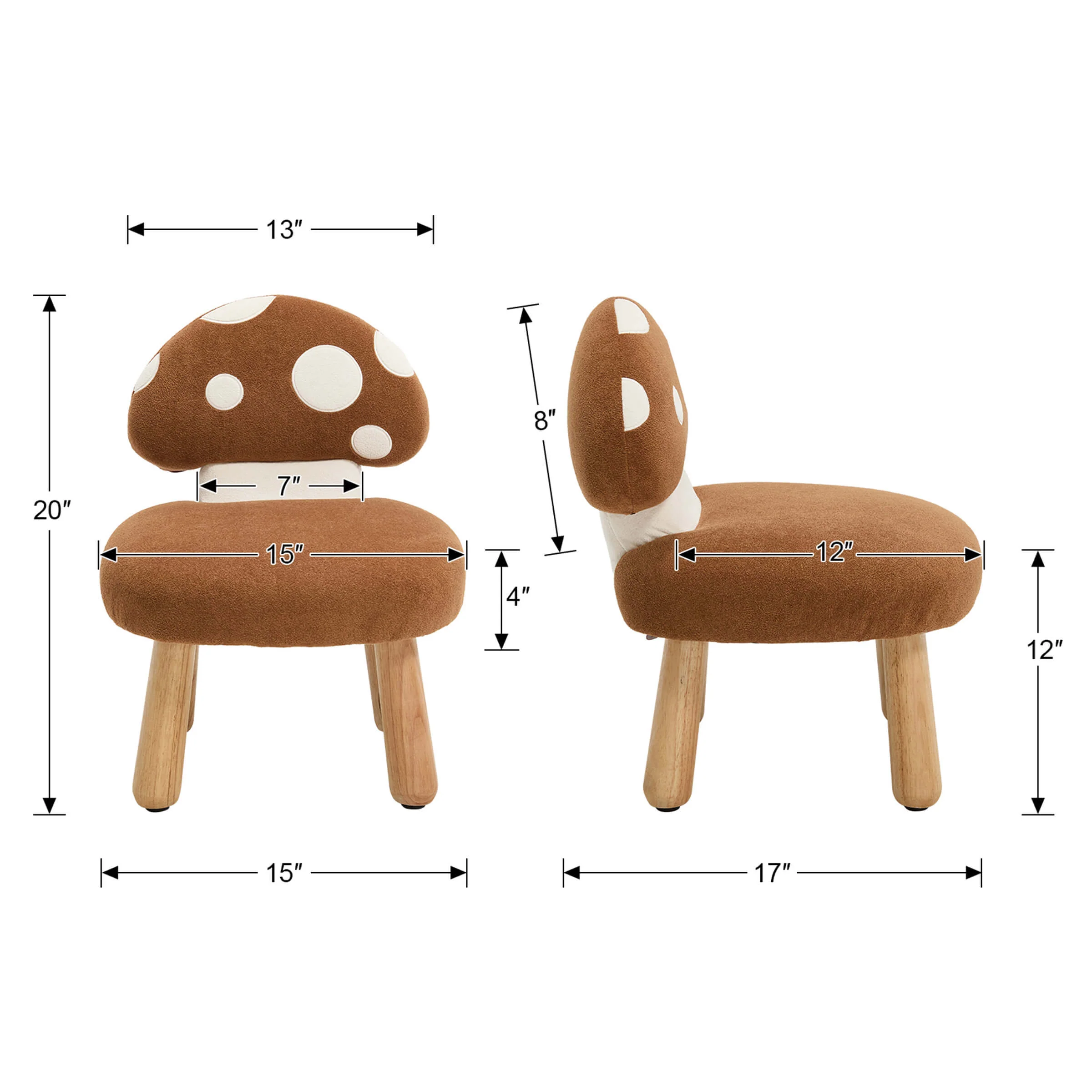 Soft Mushroom Shape Chenille Kids Chair - 4010KC - Image 12