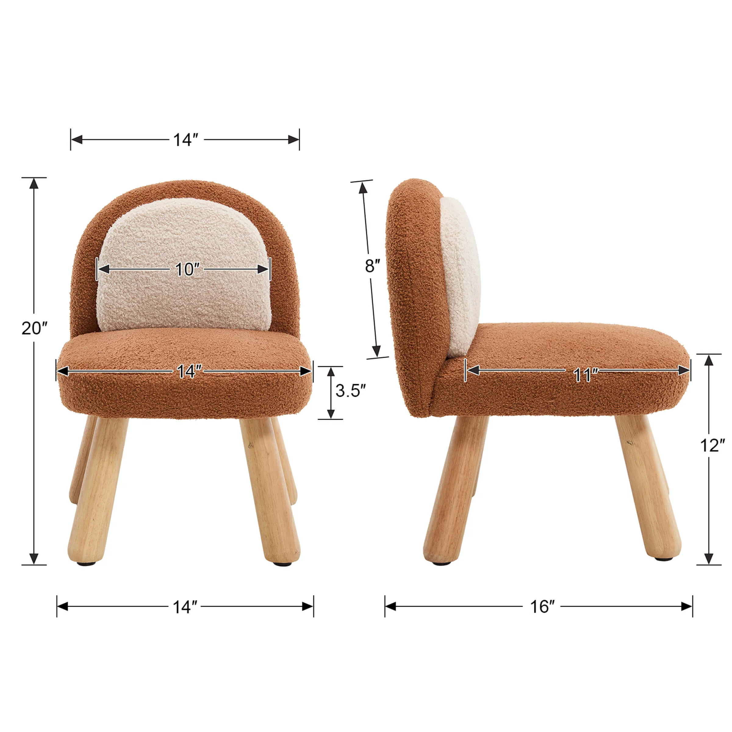 Soft Round Shape Sherpa Kids Chair - 4016KC - Image 14