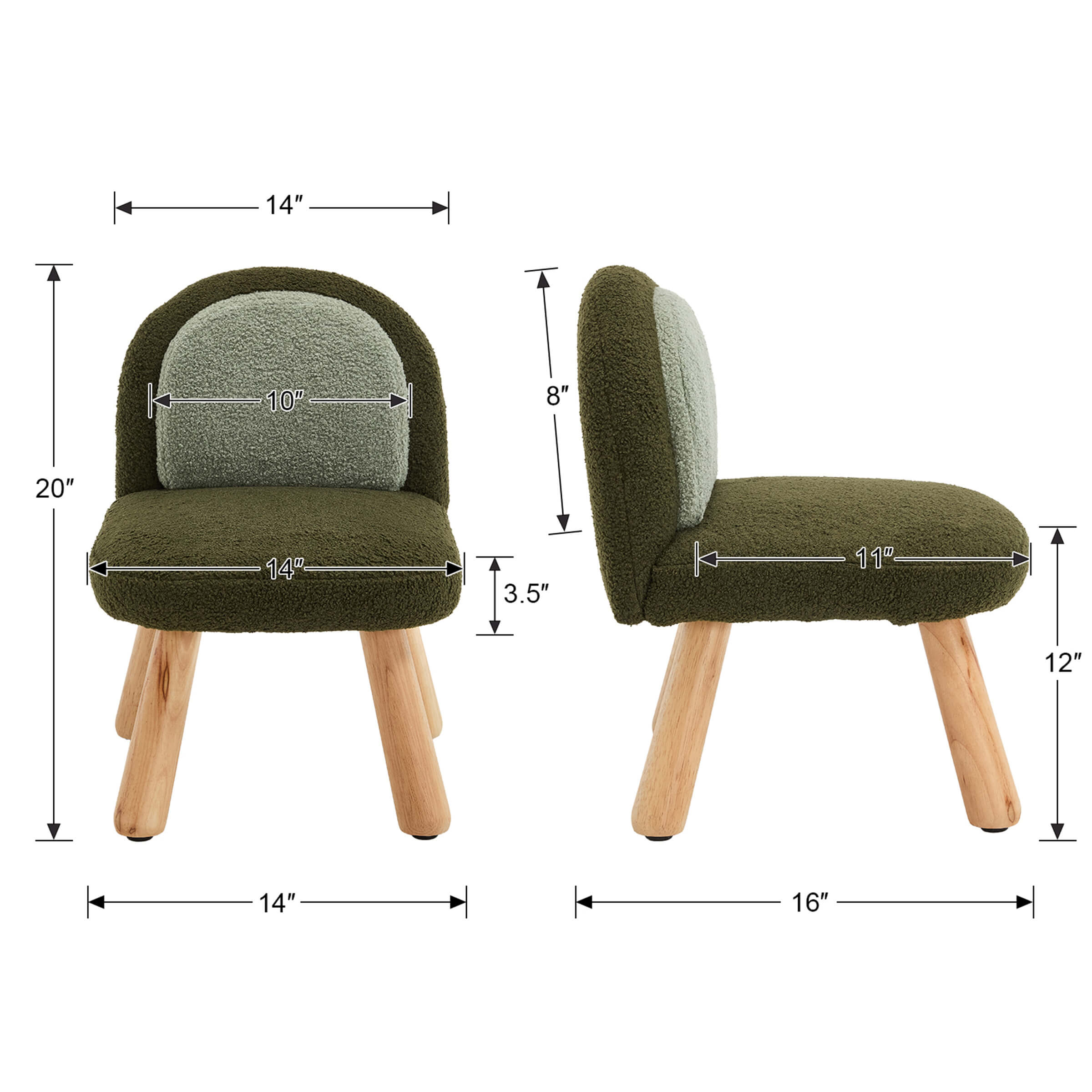 Soft Round Shape Sherpa Kids Chair - 4016KC - Image 7