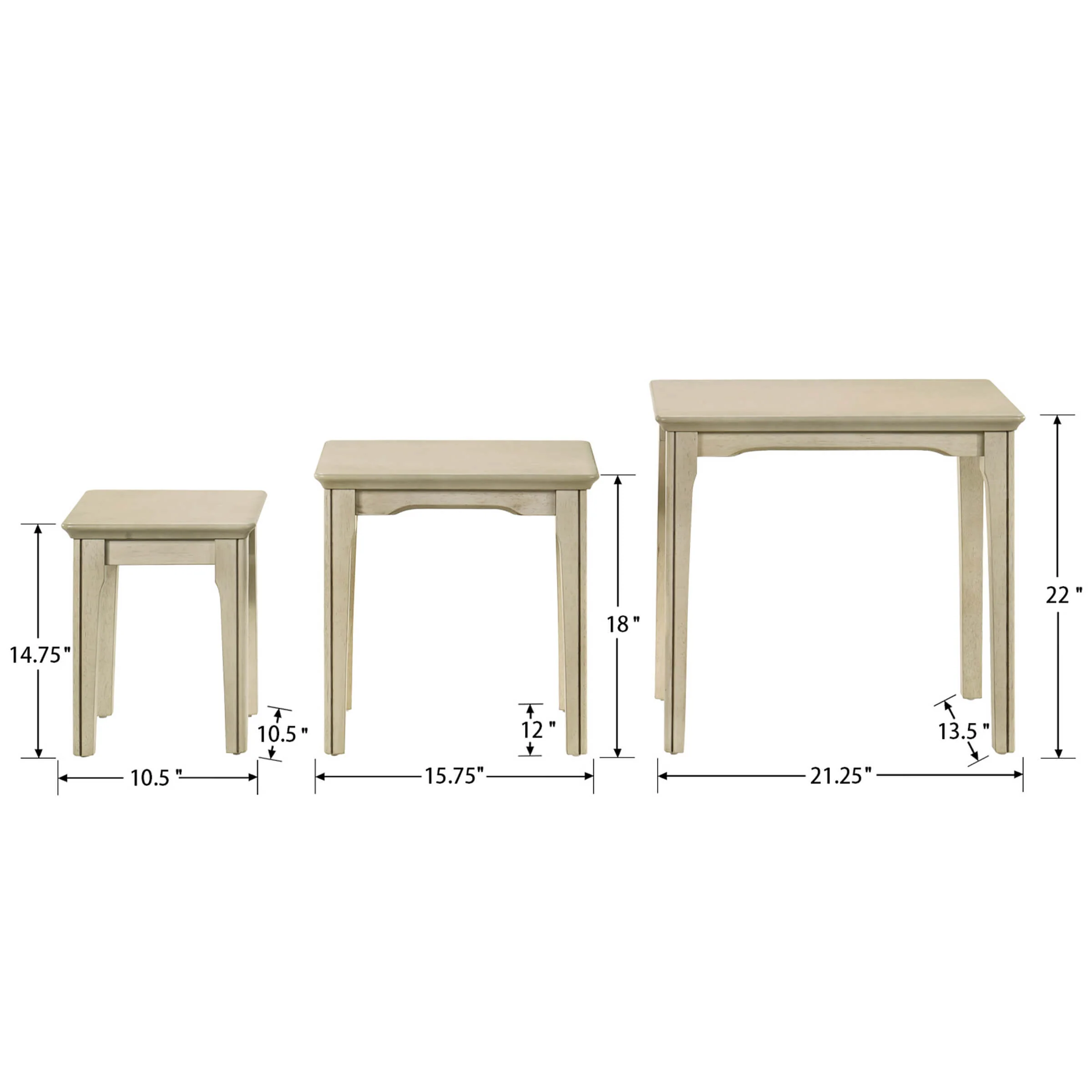Solid Wood Rectangular Nesting Side Coffee Tables Set of 3 - 0002ST - Image 12