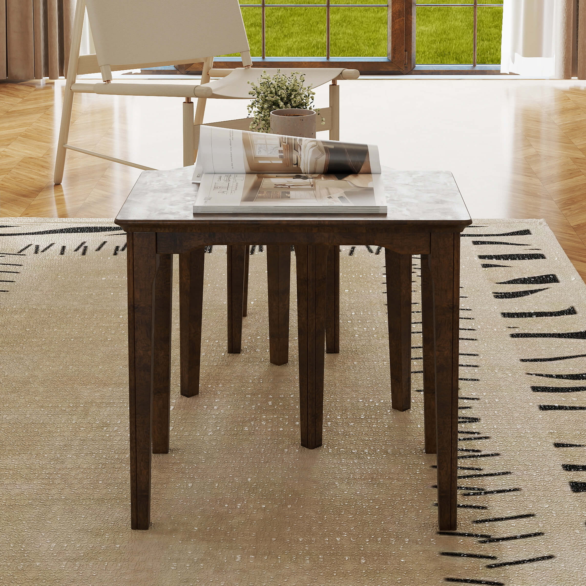 Solid Wood Rectangular Nesting Side Coffee Tables Set of 3 - 0002ST - Image 16