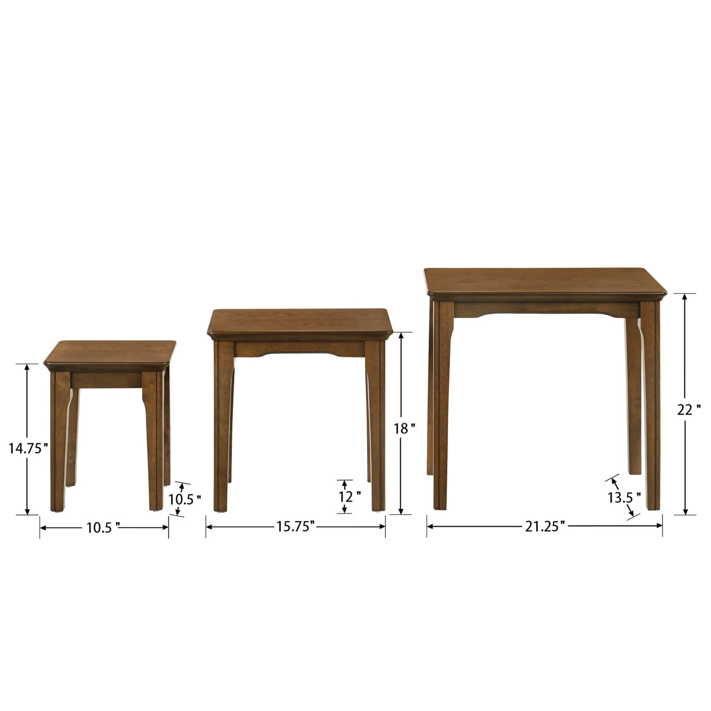 Solid Wood Rectangular Nesting Side Coffee Tables Set of 3 - 0002ST - Image 24