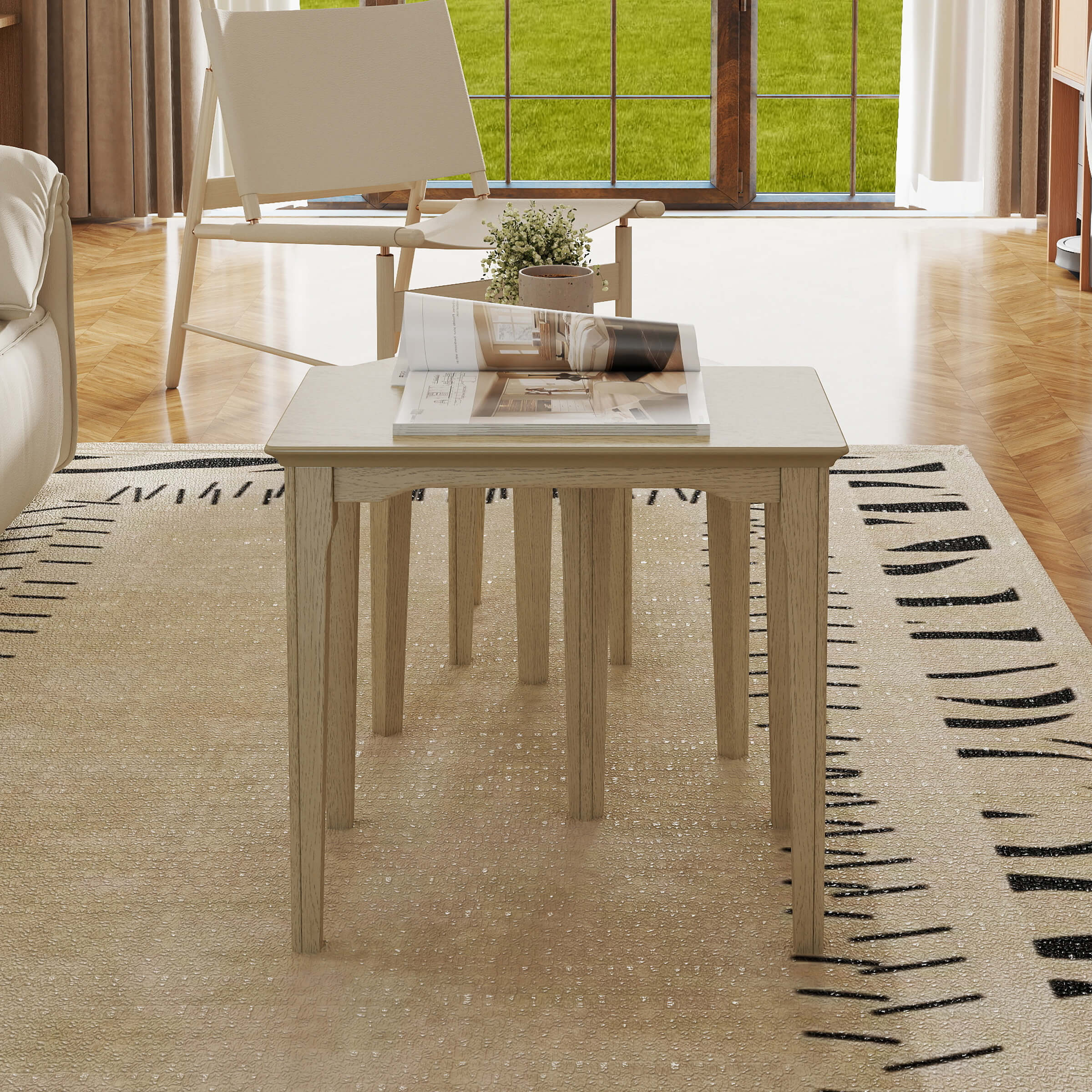 Solid Wood Rectangular Nesting Side Coffee Tables Set of 3 - 0002ST - Image 4