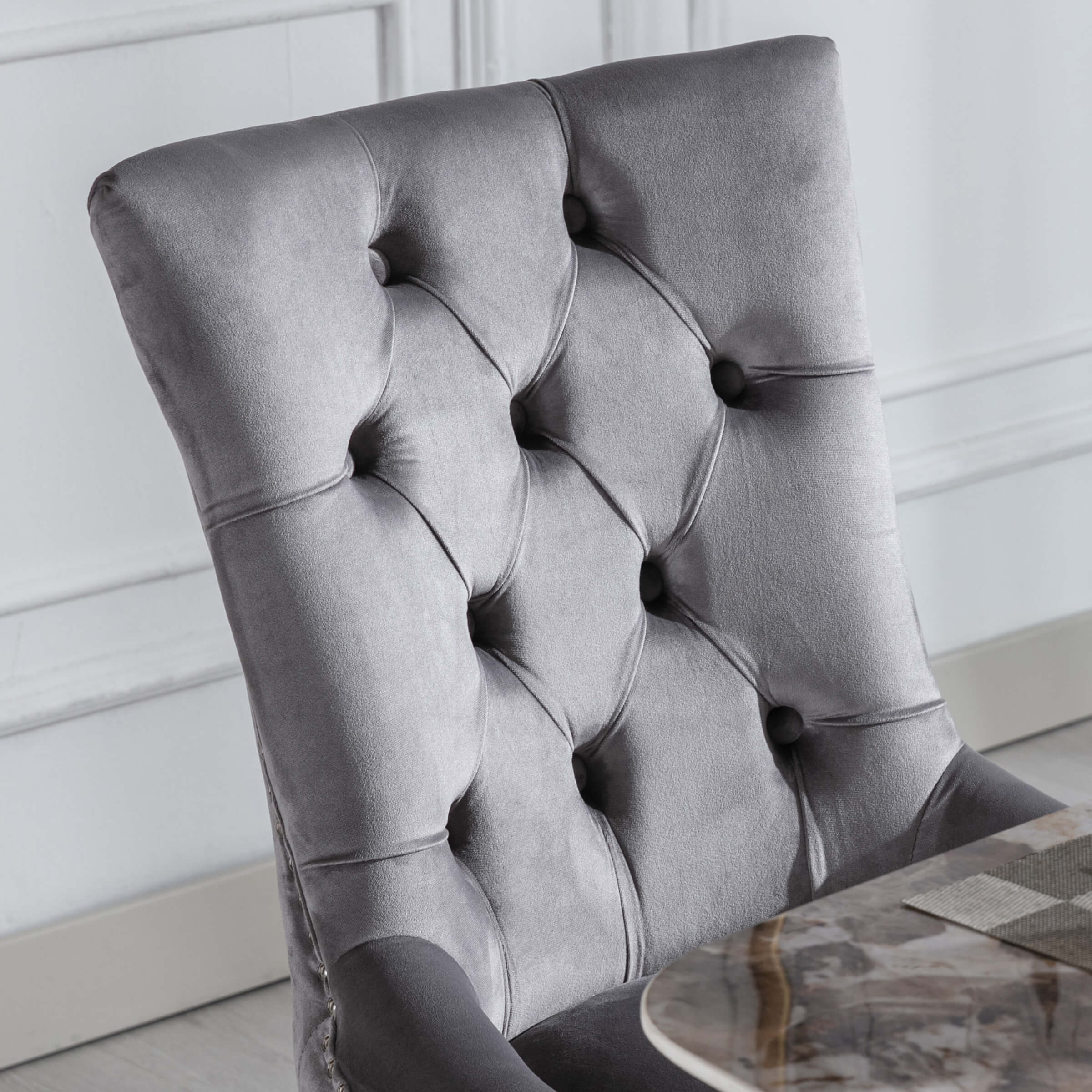 Tufted Velvet Kitchen Chairs Set of 2 - 8338DC - Image 13