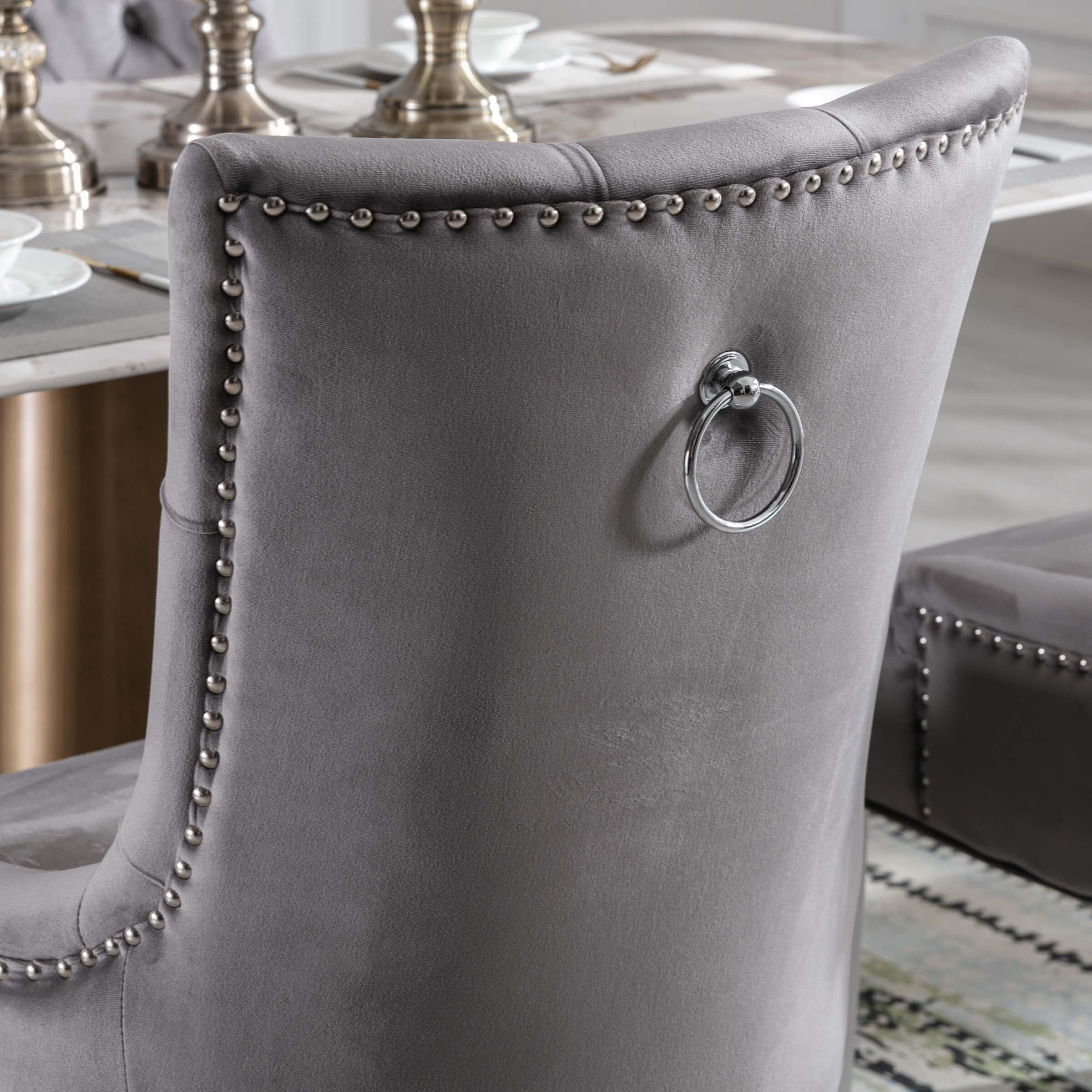 Tufted Velvet Kitchen Chairs Set of 2 - 8338DC - Image 14