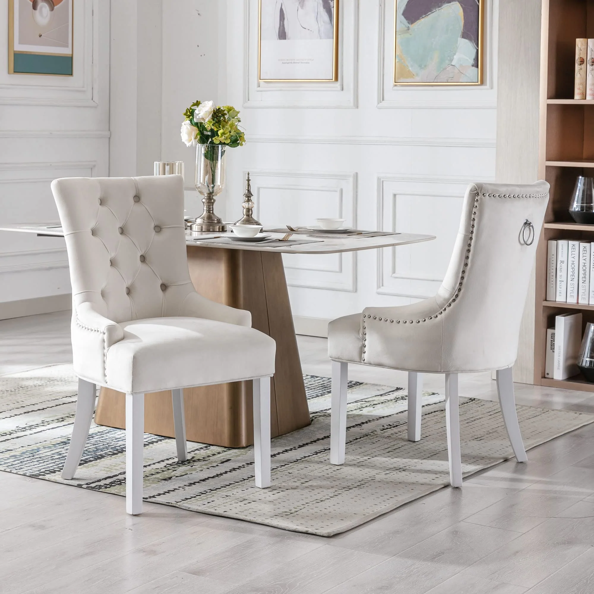 Tufted Velvet Kitchen Chairs Set of 2 - 8338DC - Image 15