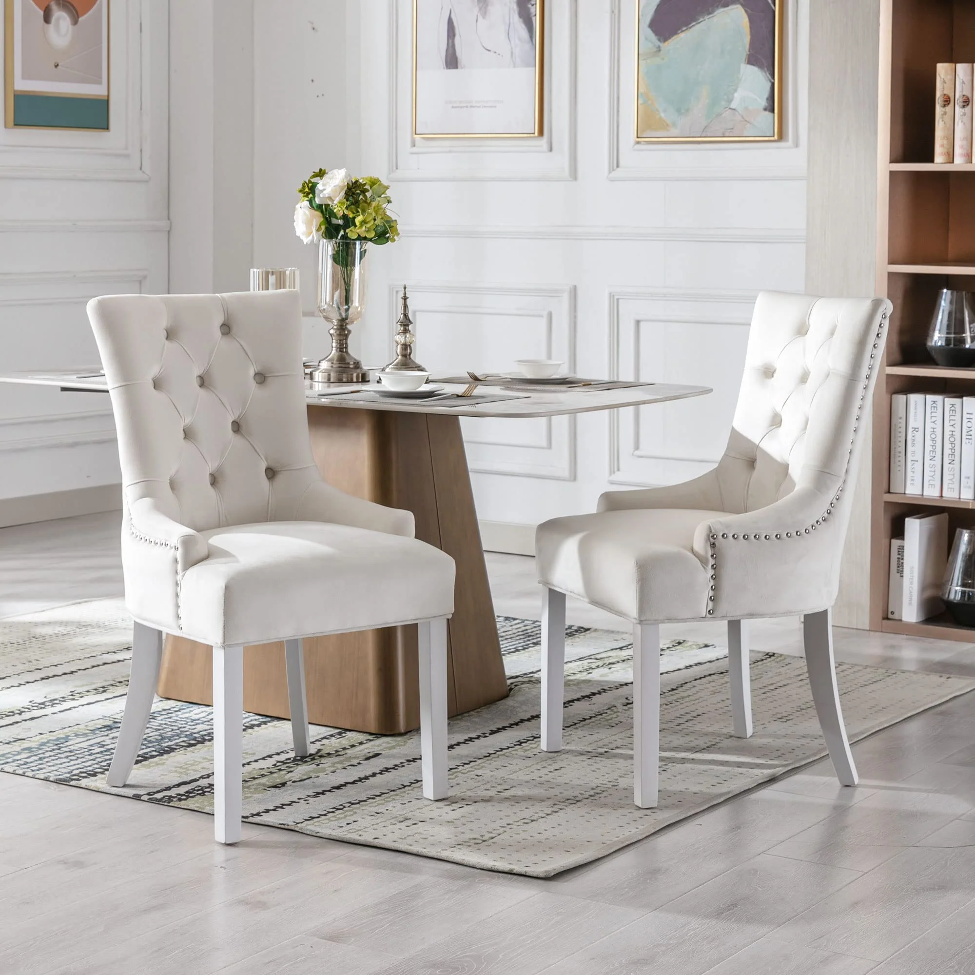 Tufted Velvet Kitchen Chairs Set of 2 - 8338DC - Image 17