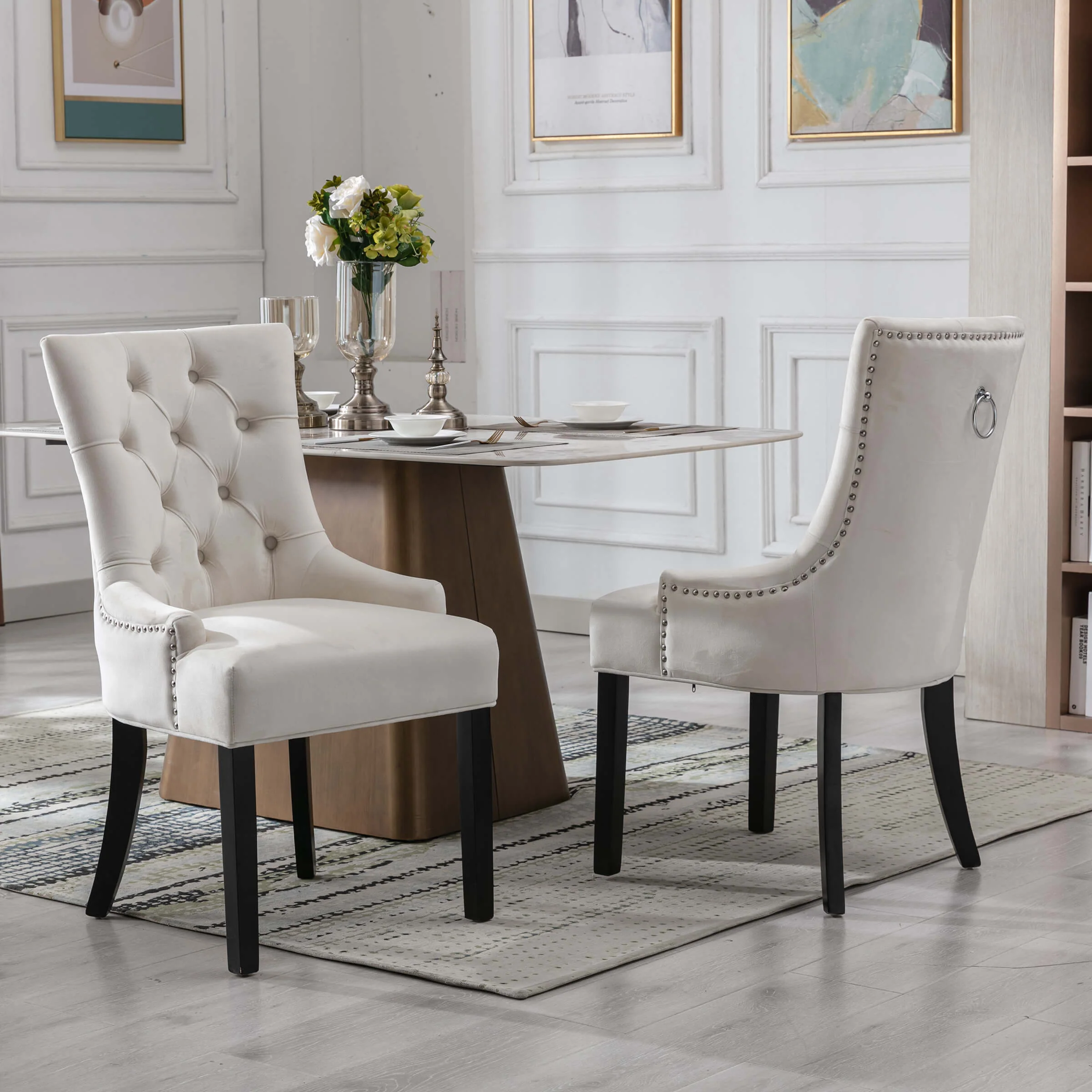 Tufted Velvet Kitchen Chairs Set of 2 - 8338DC - Image 2