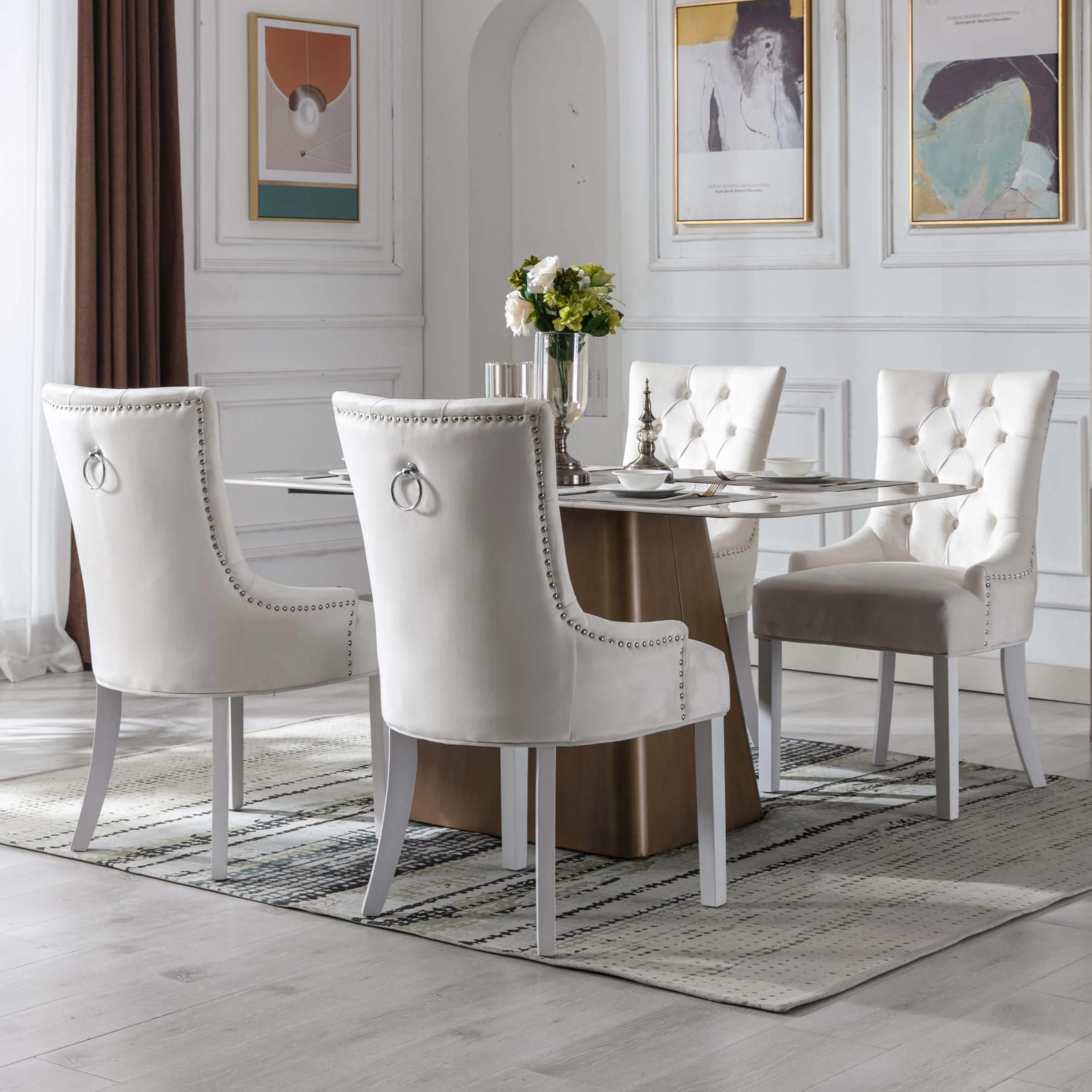 Tufted Velvet Kitchen Chairs Set of 2 - 8338DC - Image 21