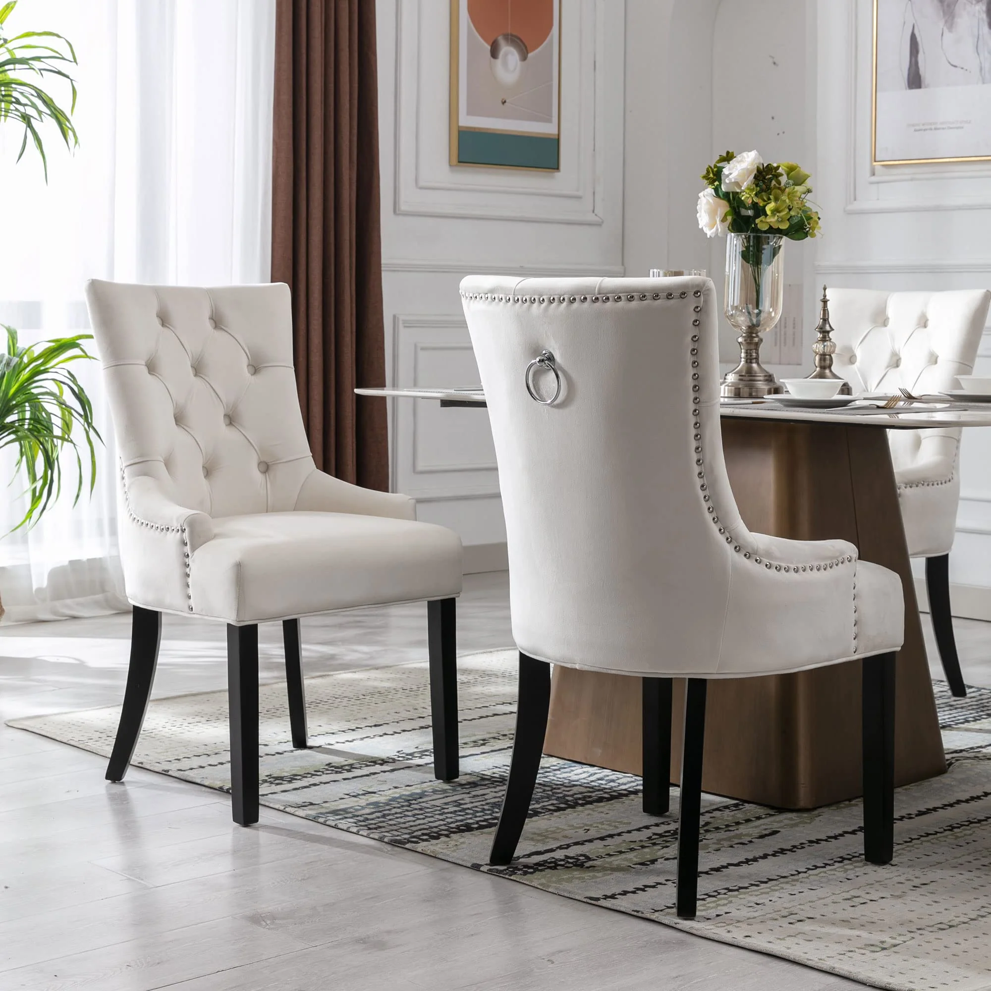 Tufted Velvet Kitchen Chairs Set of 2 - 8338DC - Image 3