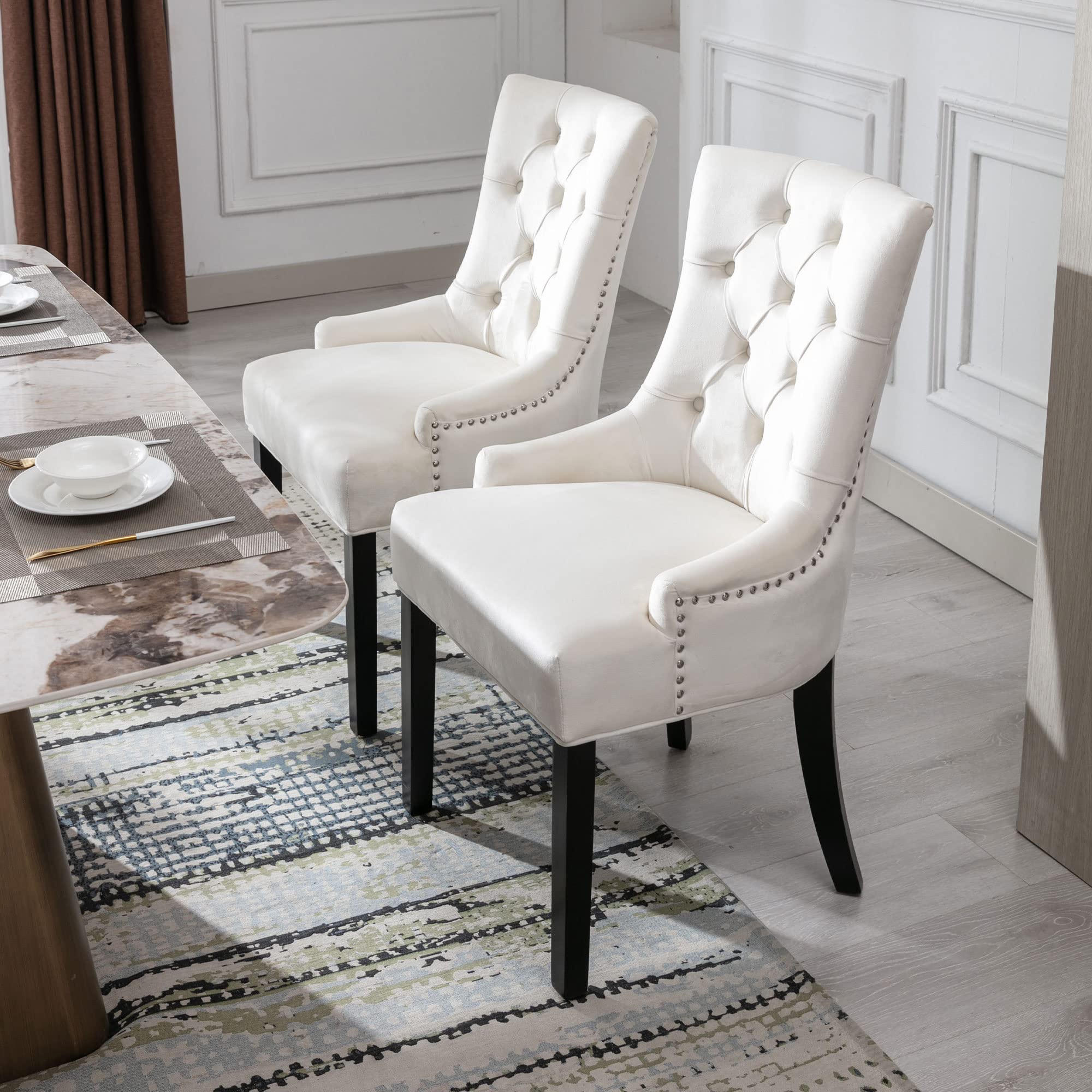 Tufted Velvet Kitchen Chairs Set of 2 - 8338DC - Image 4