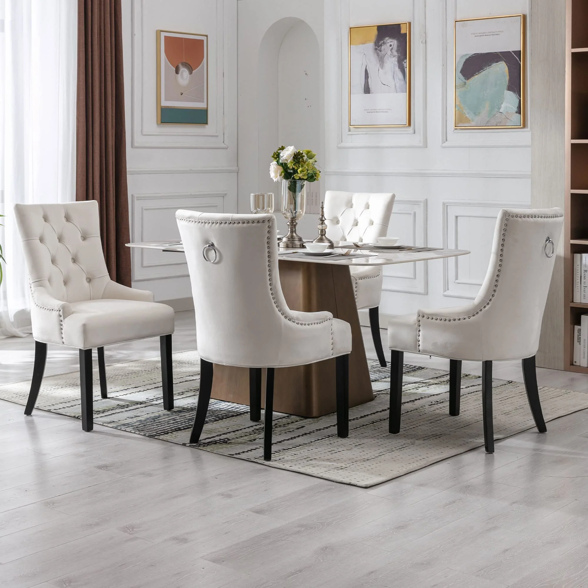 Tufted Velvet Kitchen Chairs Set of 2 - 8338DC - Image 5