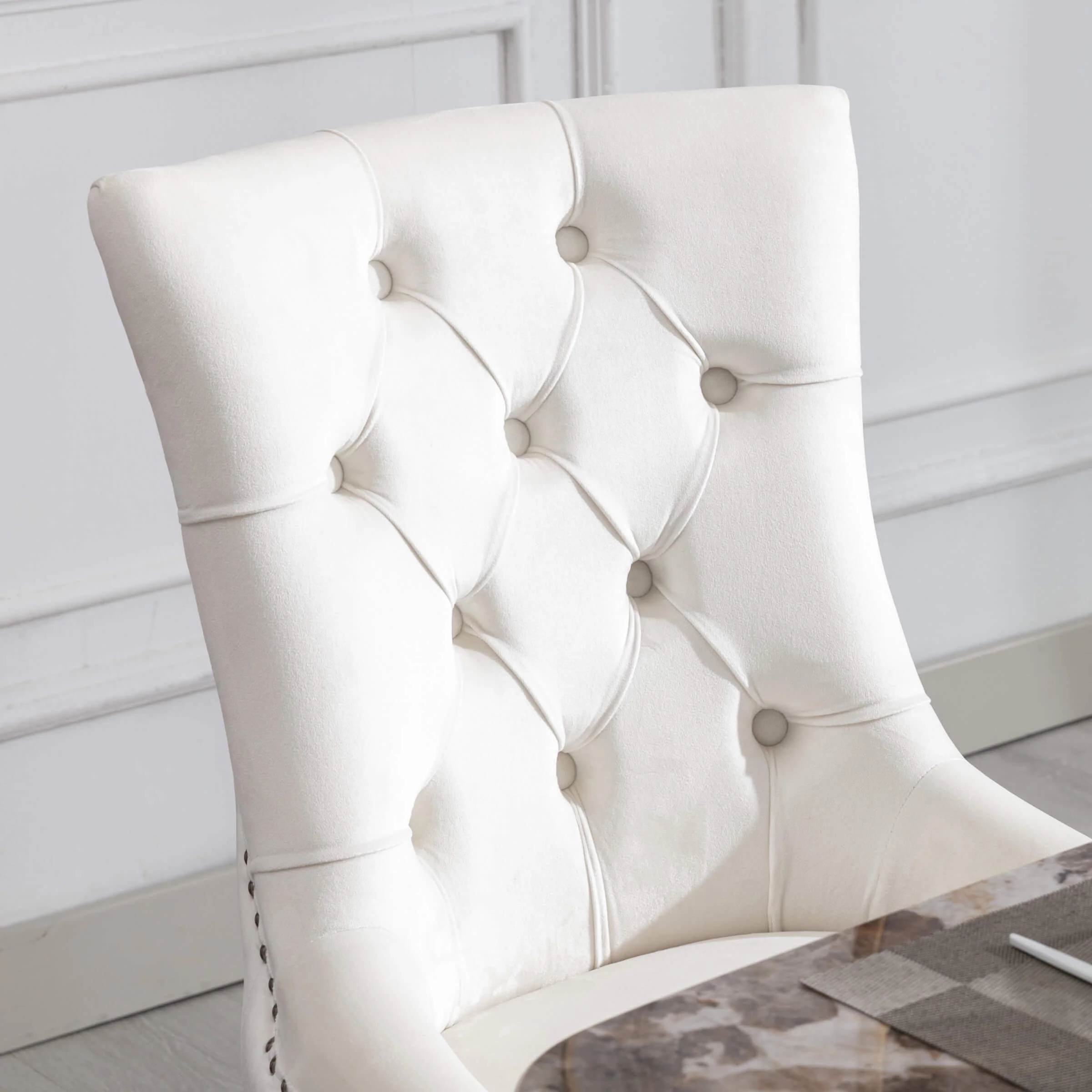 Tufted Velvet Kitchen Chairs Set of 2 - 8338DC - Image 6
