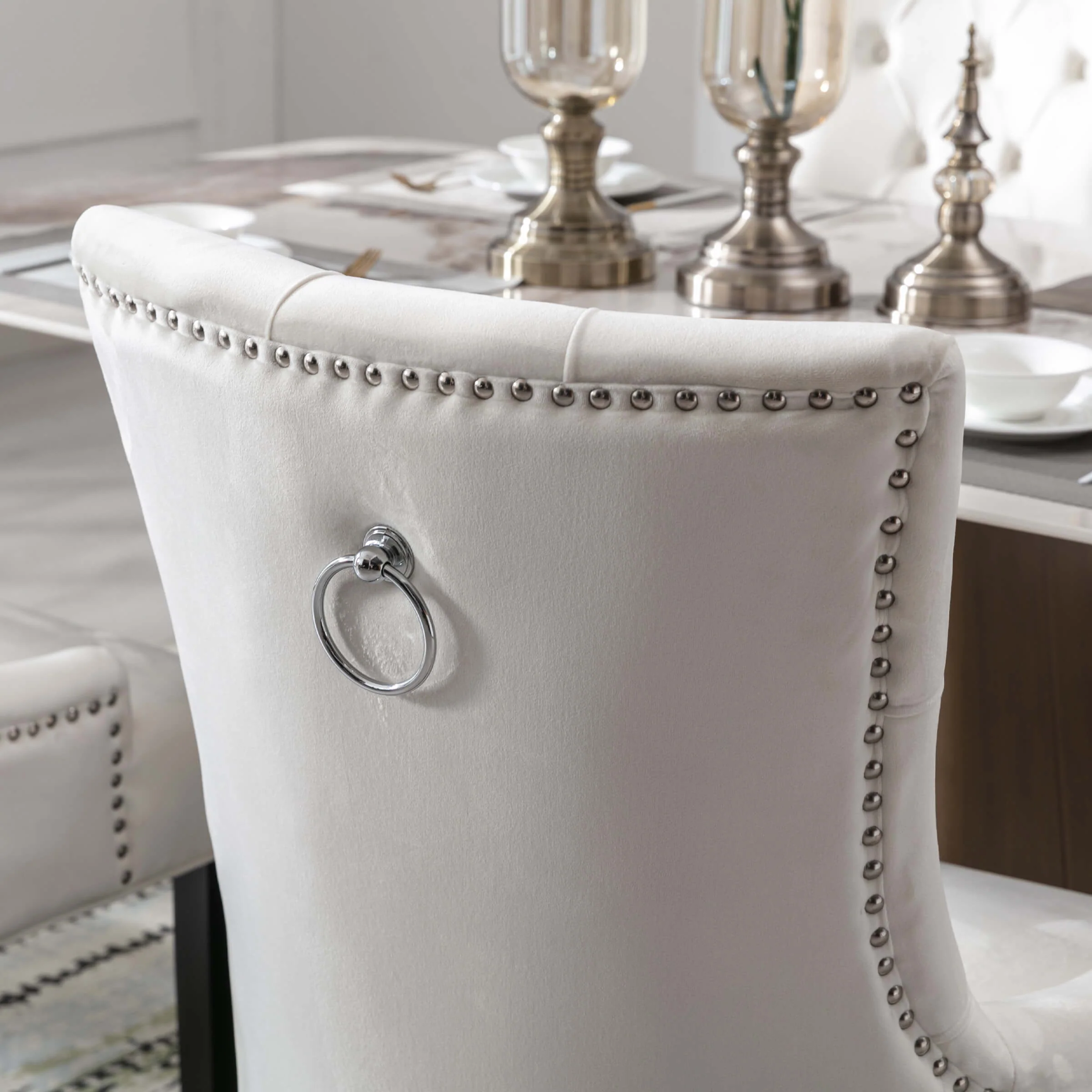 Tufted Velvet Kitchen Chairs Set of 2 - 8338DC - Image 8