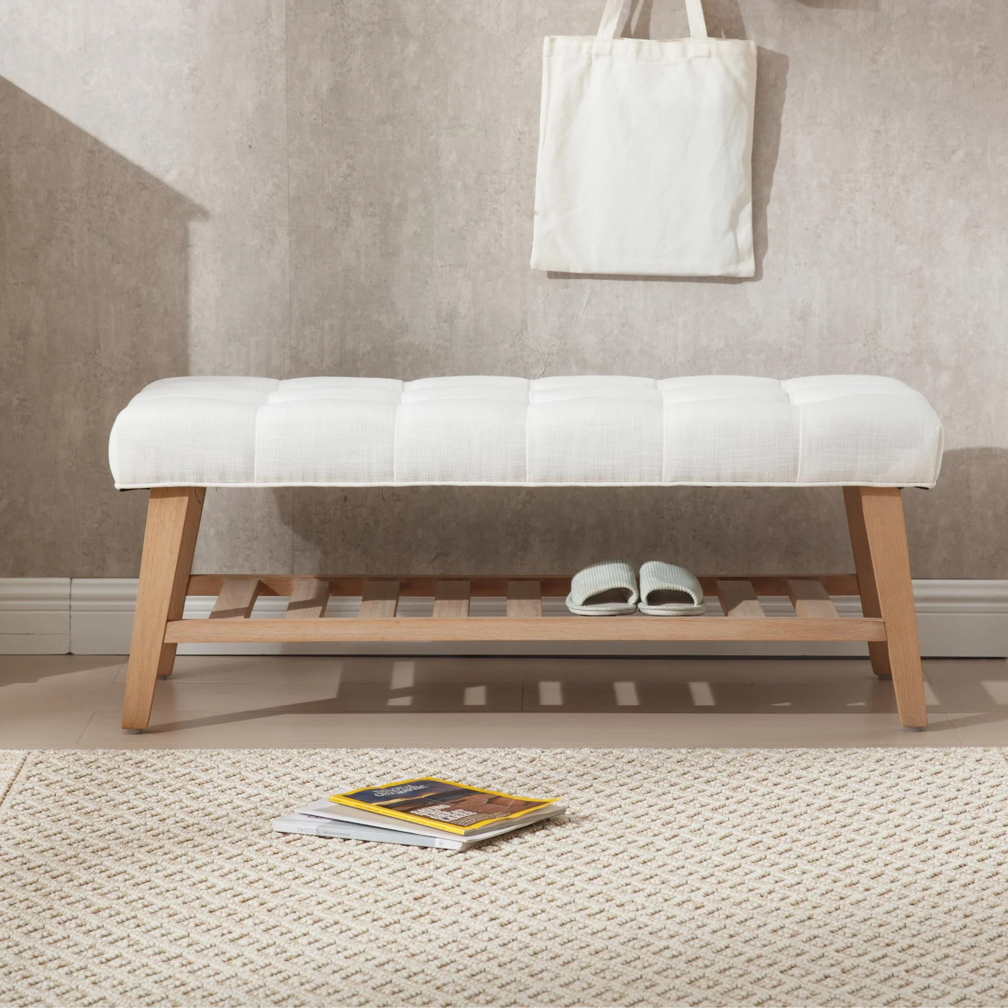 Tufted Upholstered Entryway Shoe Storage Bench - 2068BH - Image 10
