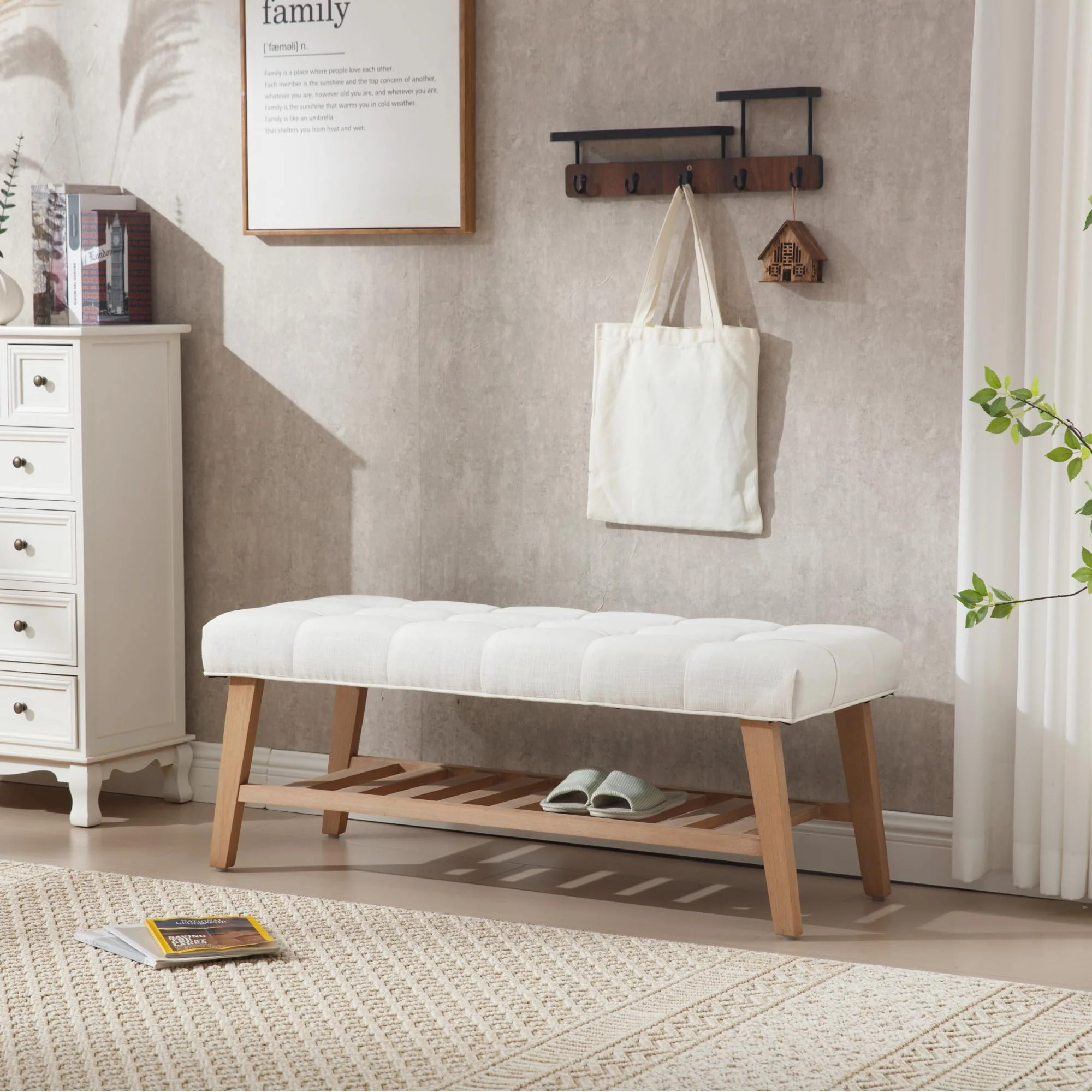 Tufted Upholstered Entryway Shoe Storage Bench - 2068BH - Image 11