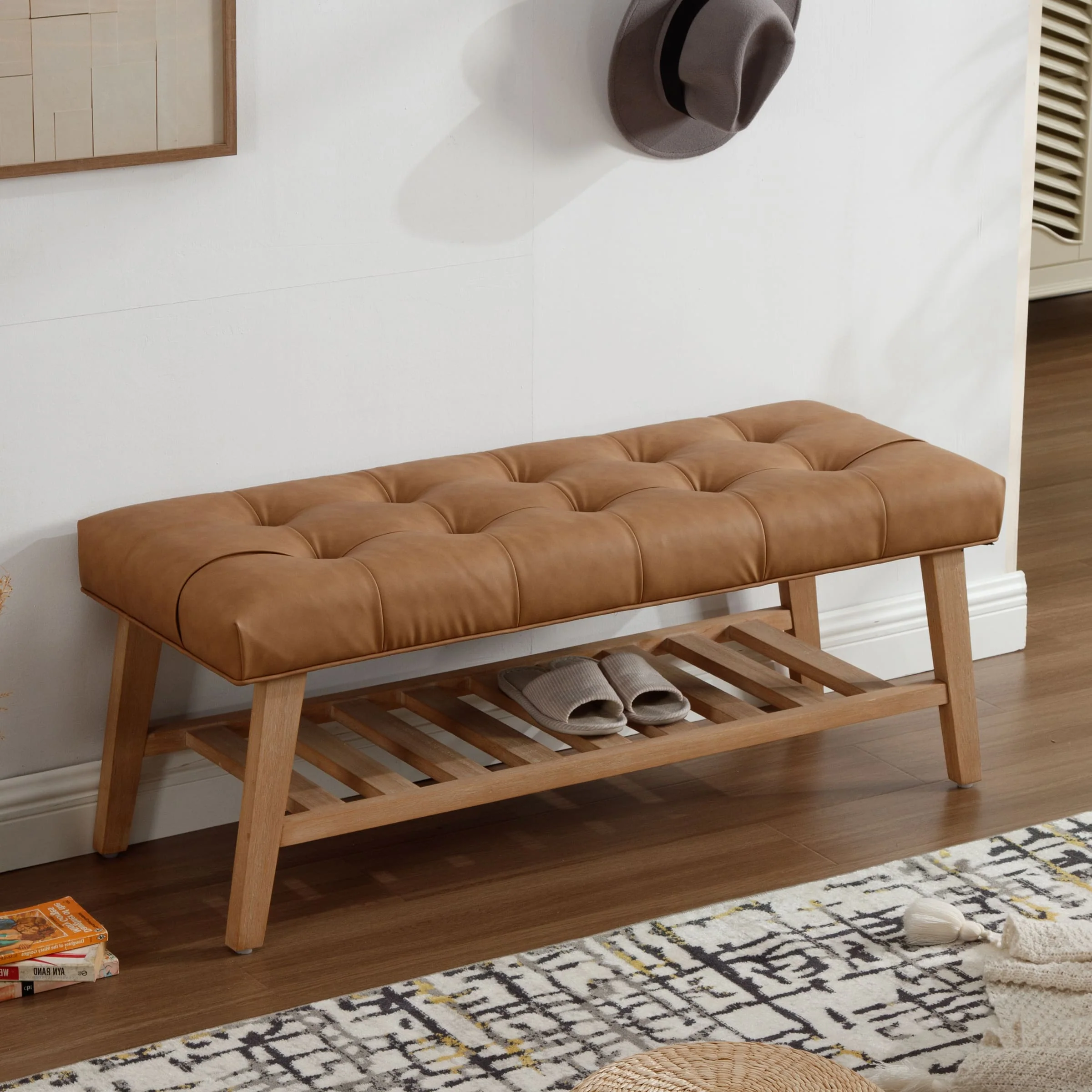 Tufted Upholstered Entryway Shoe Storage Bench - 2068BH - Image 23