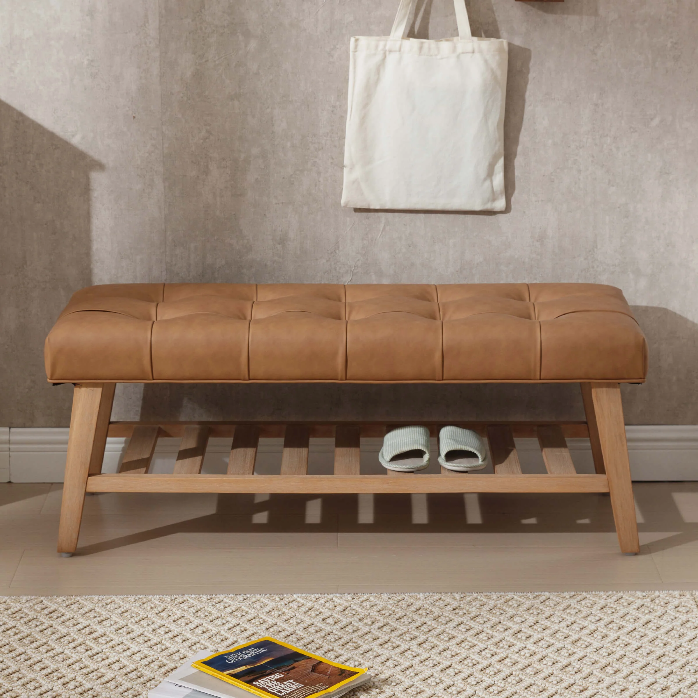Tufted Upholstered Entryway Shoe Storage Bench - 2068BH - Image 24