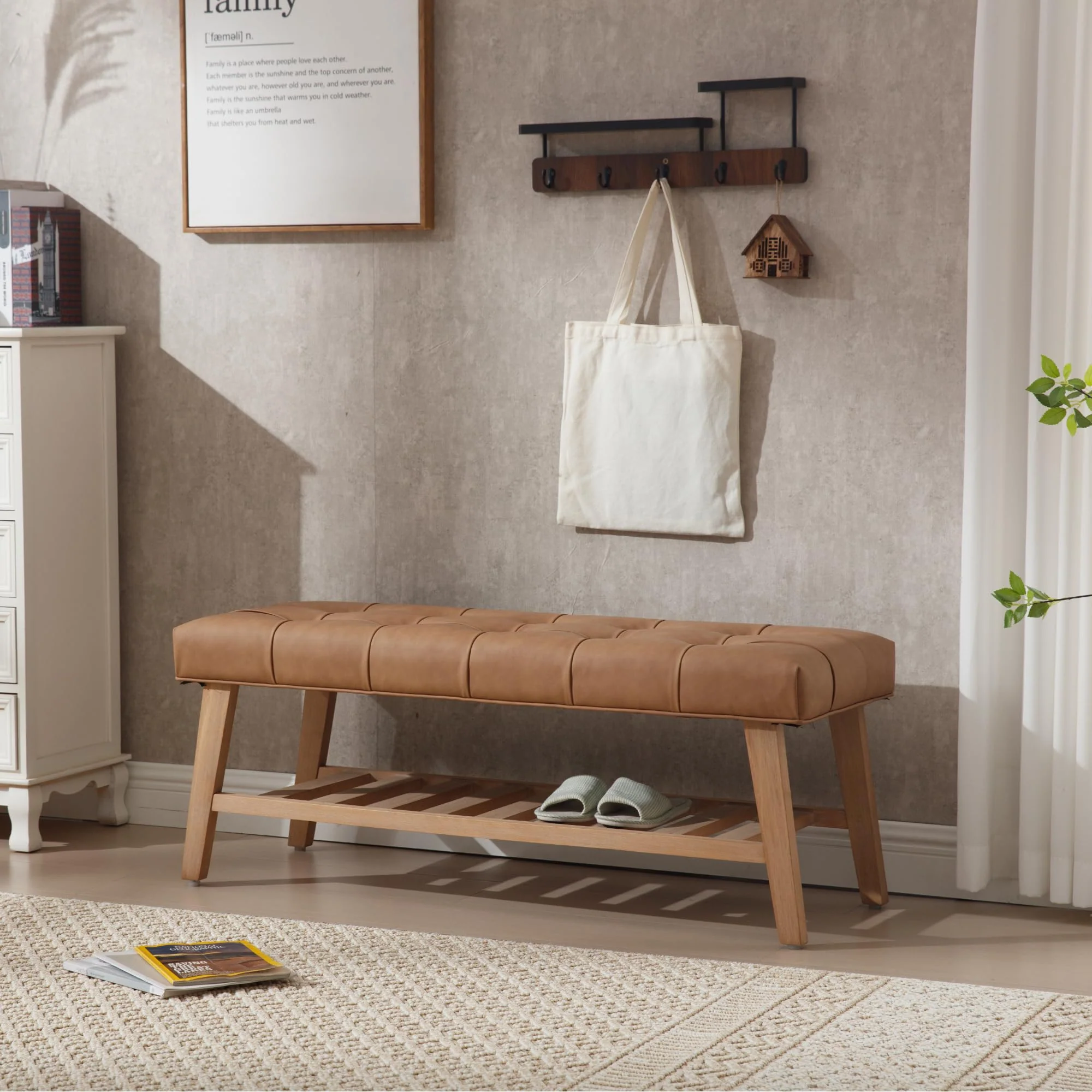 Tufted Upholstered Entryway Shoe Storage Bench - 2068BH - Image 25