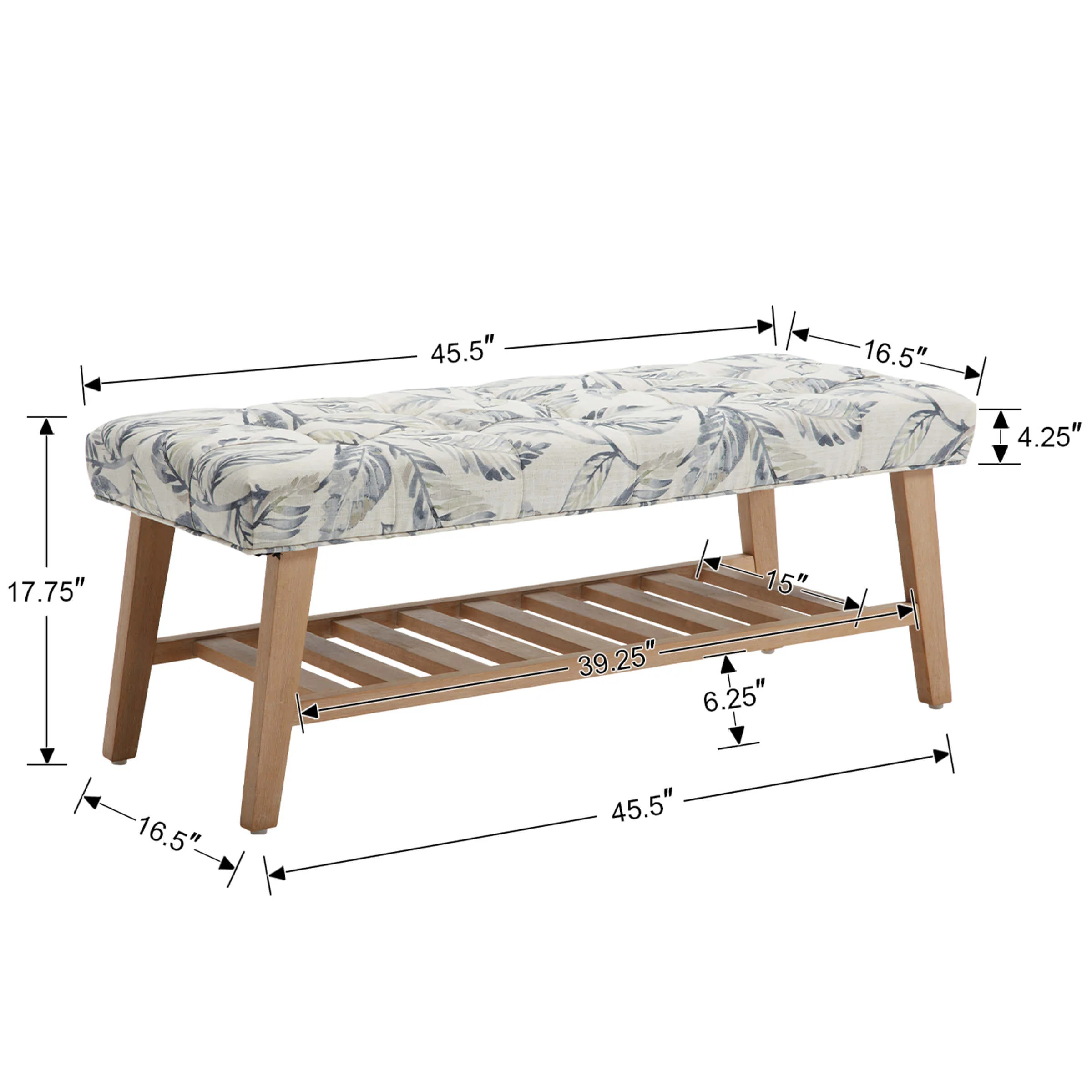 Tufted Upholstered Entryway Shoe Storage Bench - 2068BH - Image 8