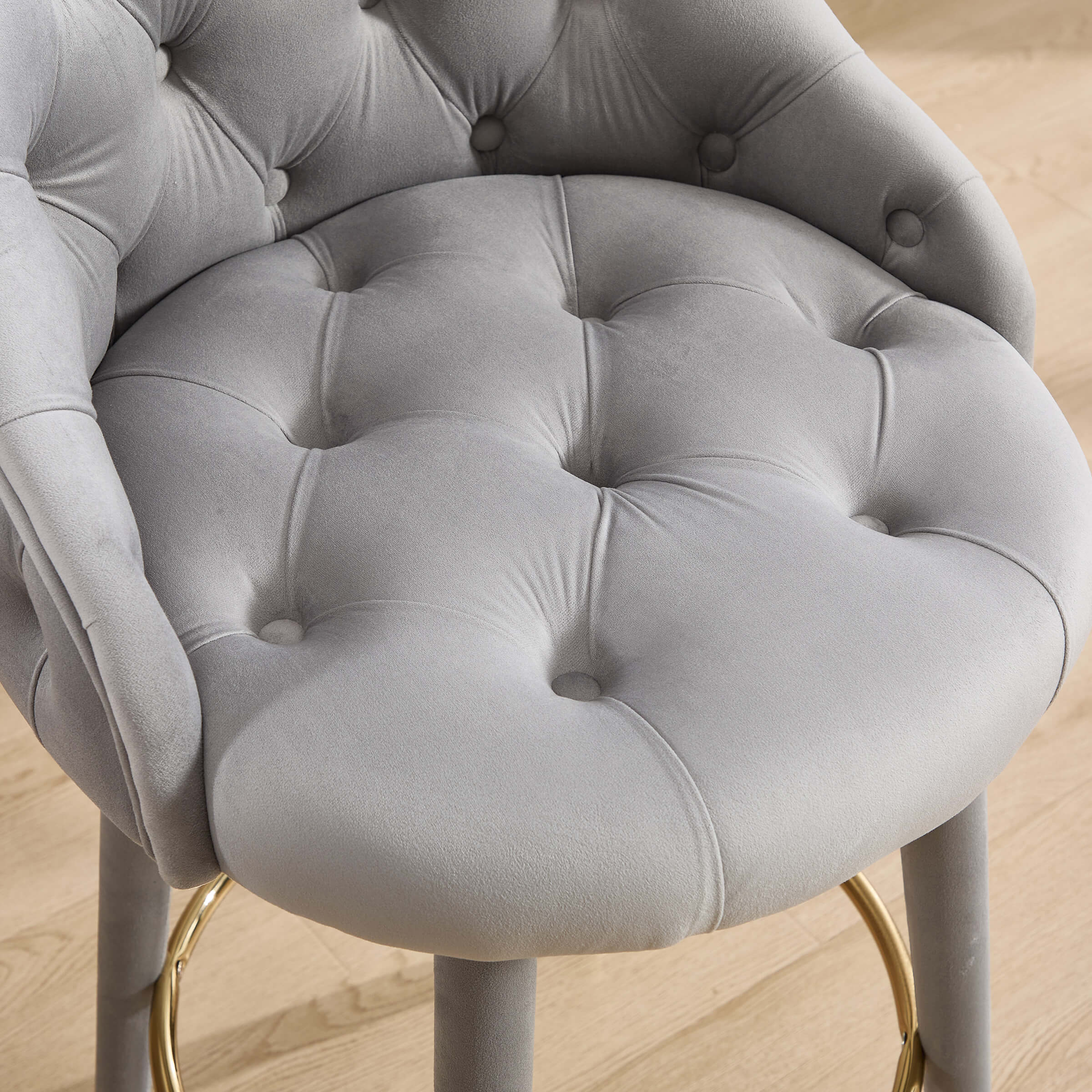 Velvet Counter Height Bar Stool with Oak Wood Legs - 2429CS - Image 11