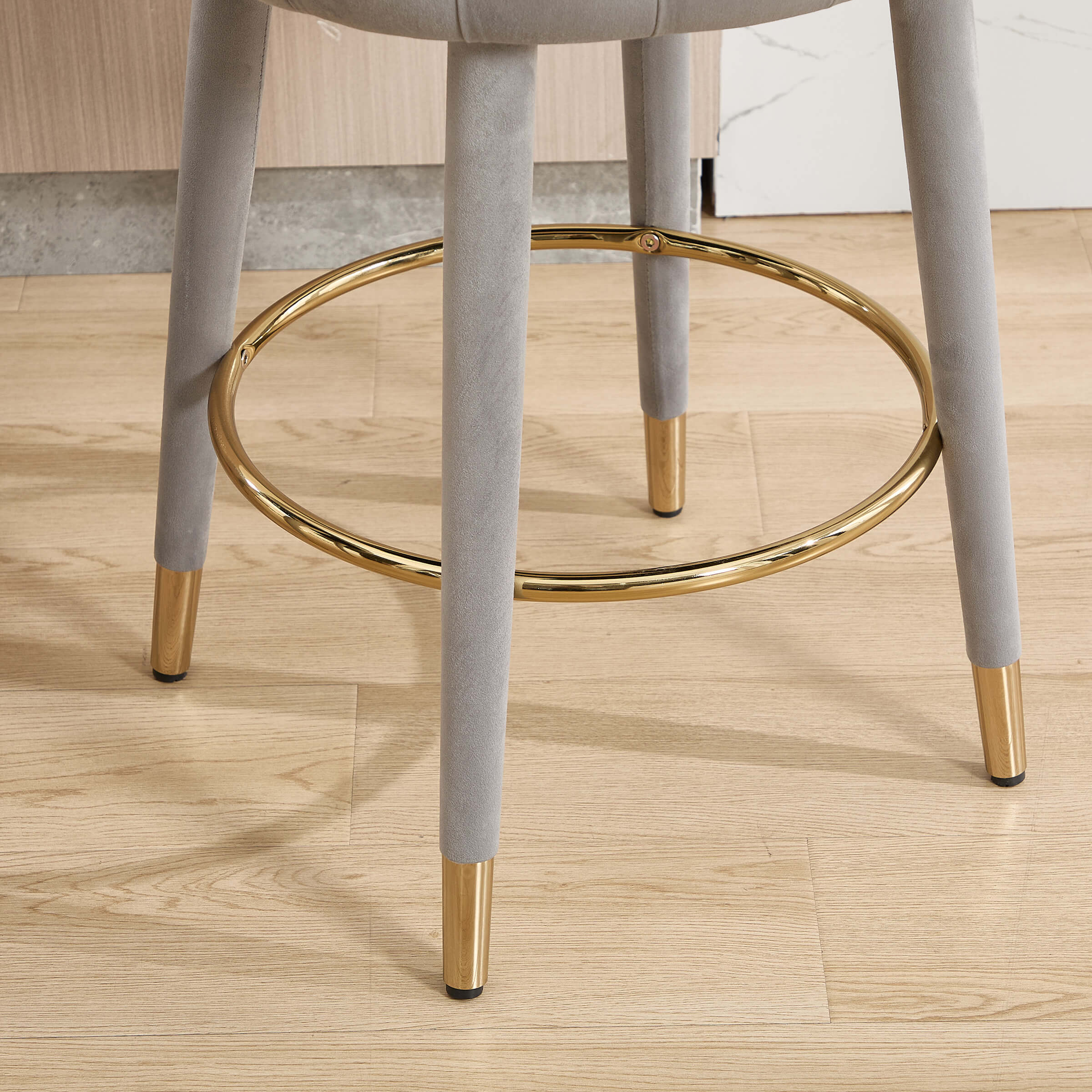 Velvet Counter Height Bar Stool with Oak Wood Legs - 2429CS - Image 13