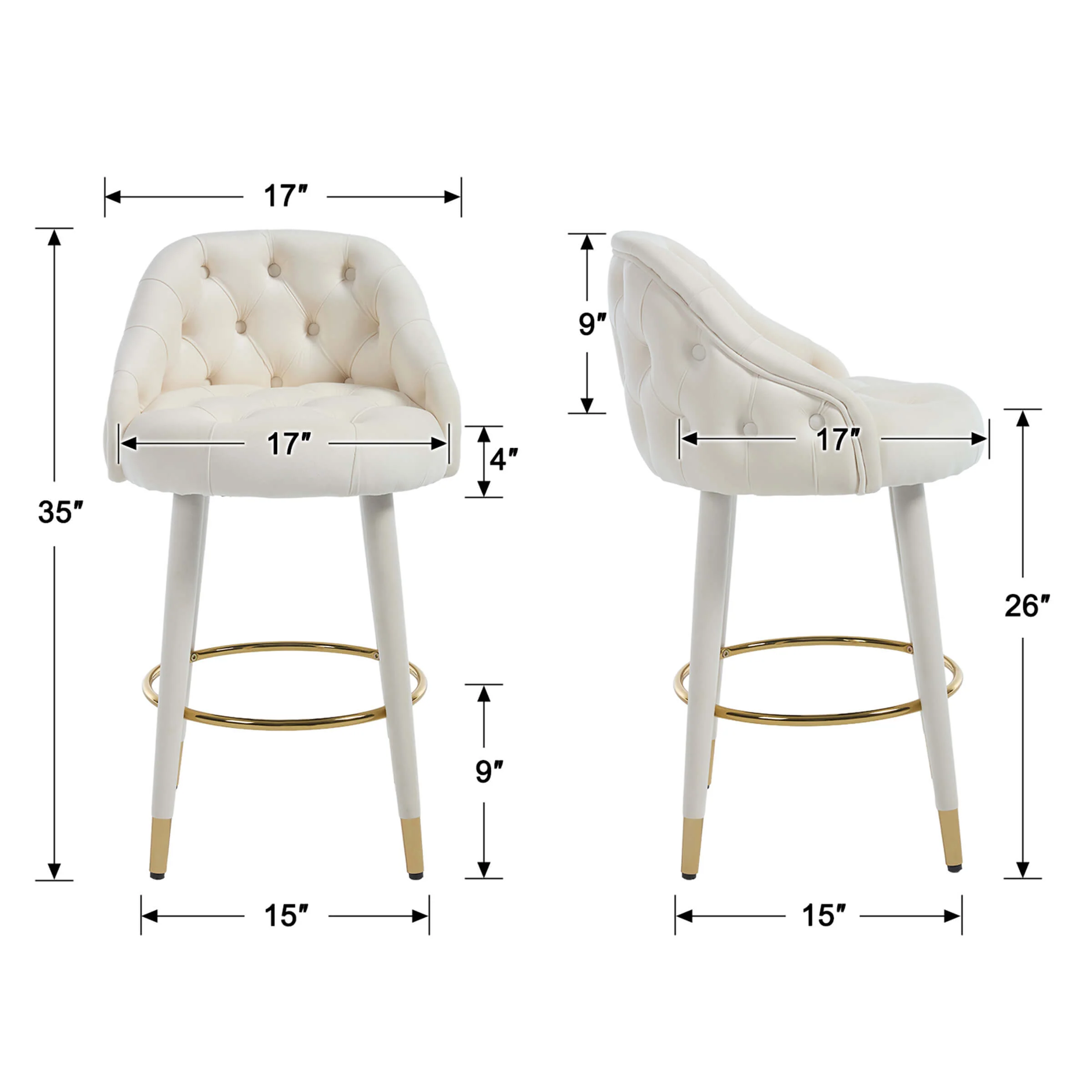 Velvet Counter Height Bar Stool with Oak Wood Legs - 2429CS - Image 21
