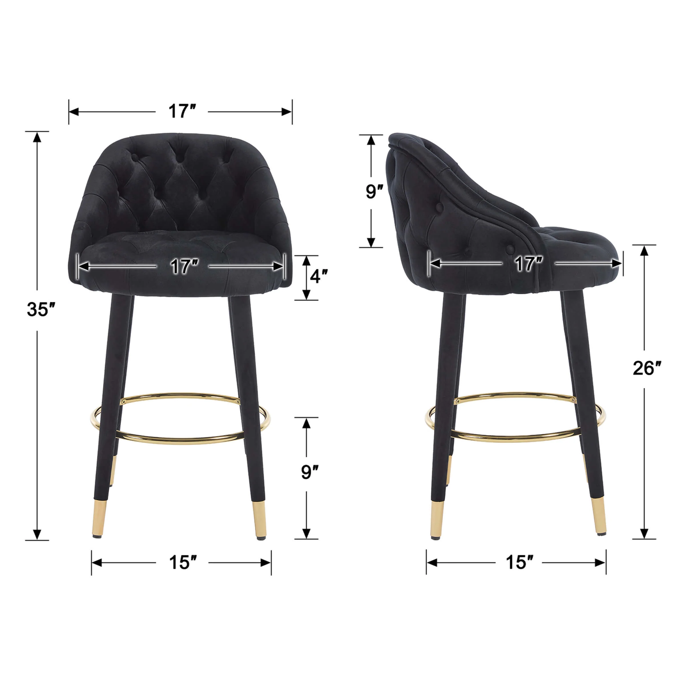 Velvet Counter Height Bar Stool with Oak Wood Legs - 2429CS - Image 28