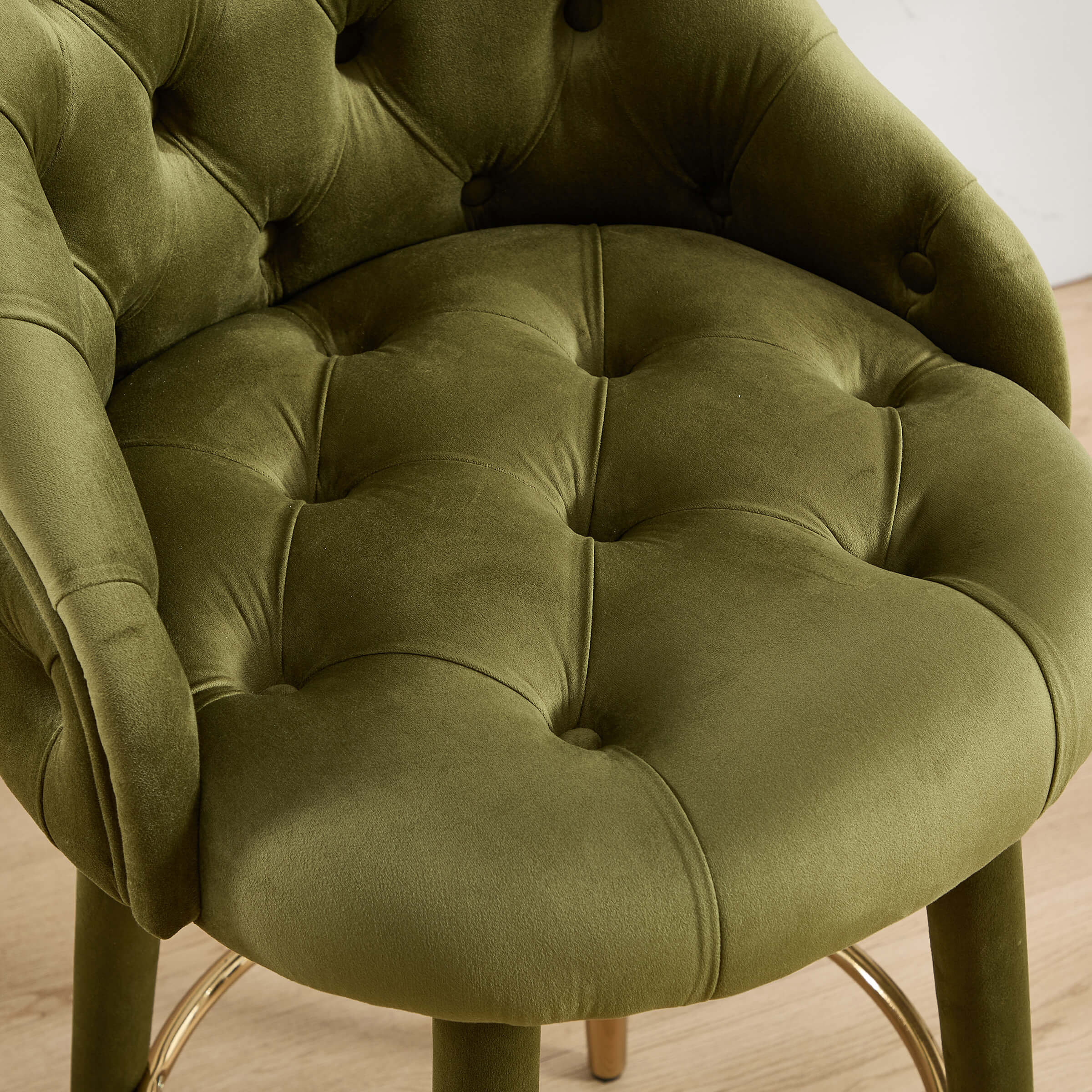 Velvet Counter Height Bar Stool with Oak Wood Legs - 2429CS - Image 4