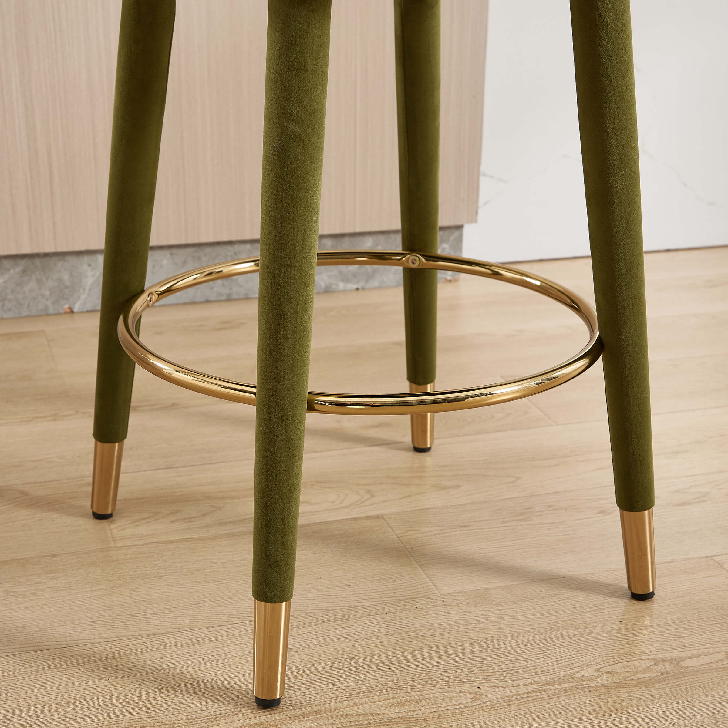 Velvet Counter Height Bar Stool with Oak Wood Legs - 2429CS - Image 6