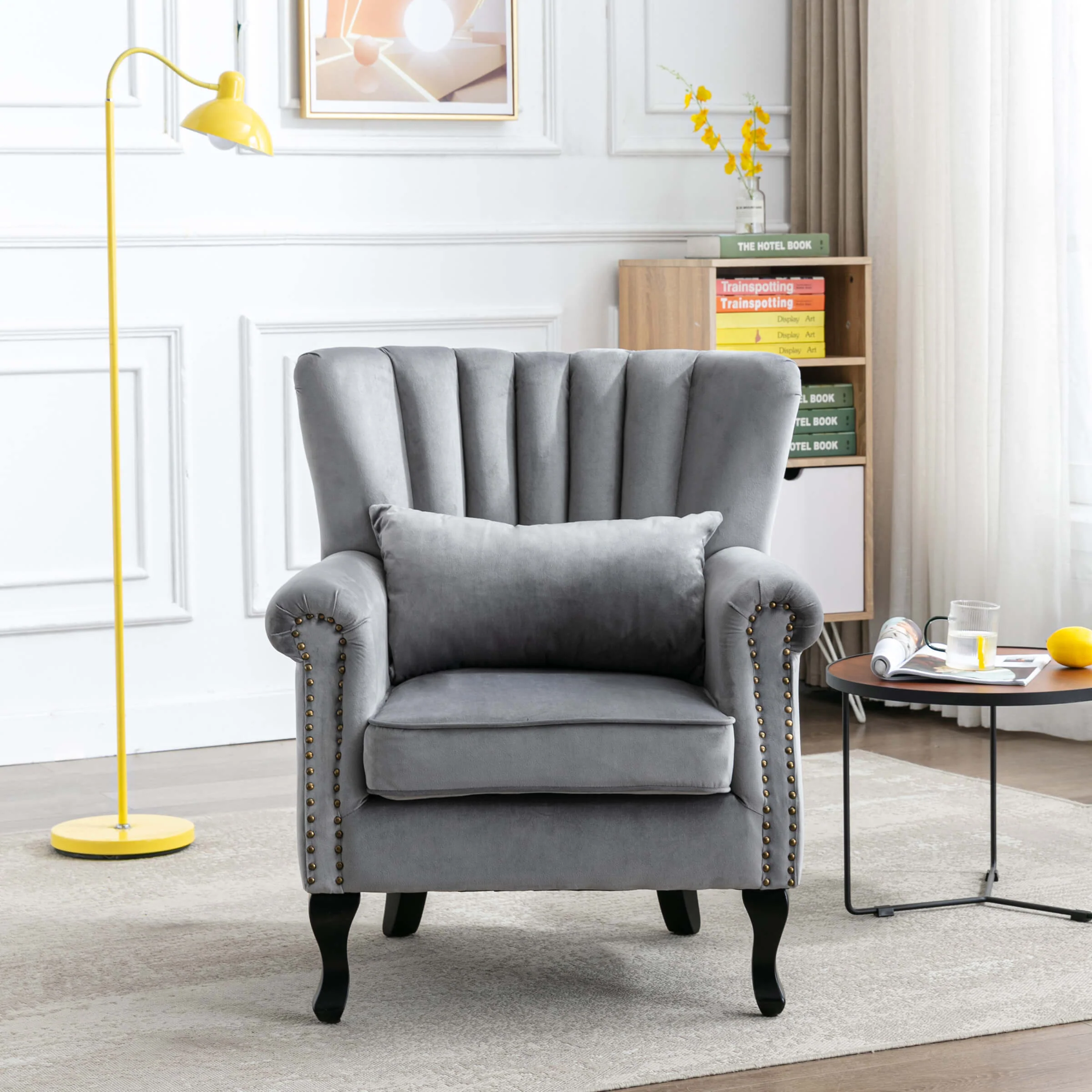 Wingback Nail-Head Velvet Accent Chair 1 PCS - X904AC - Image 10