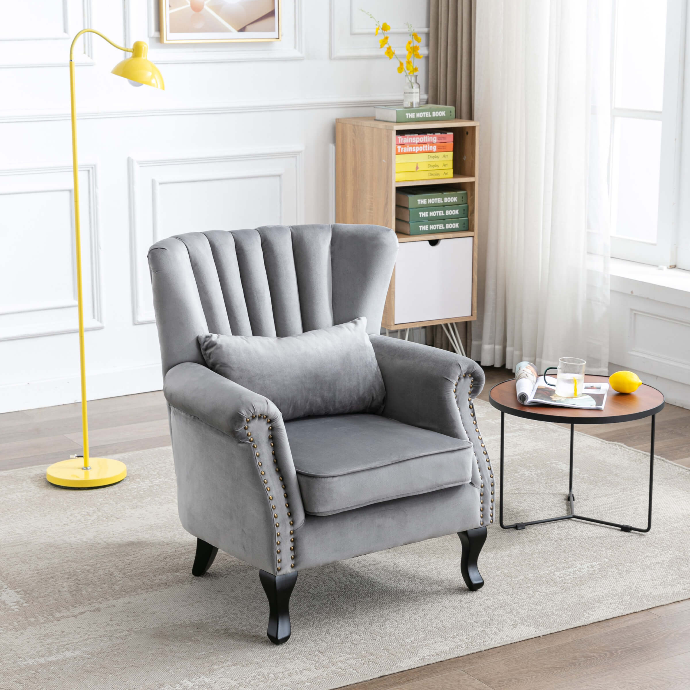 Wingback Nail-Head Velvet Accent Chair 1 PCS - X904AC - Image 11