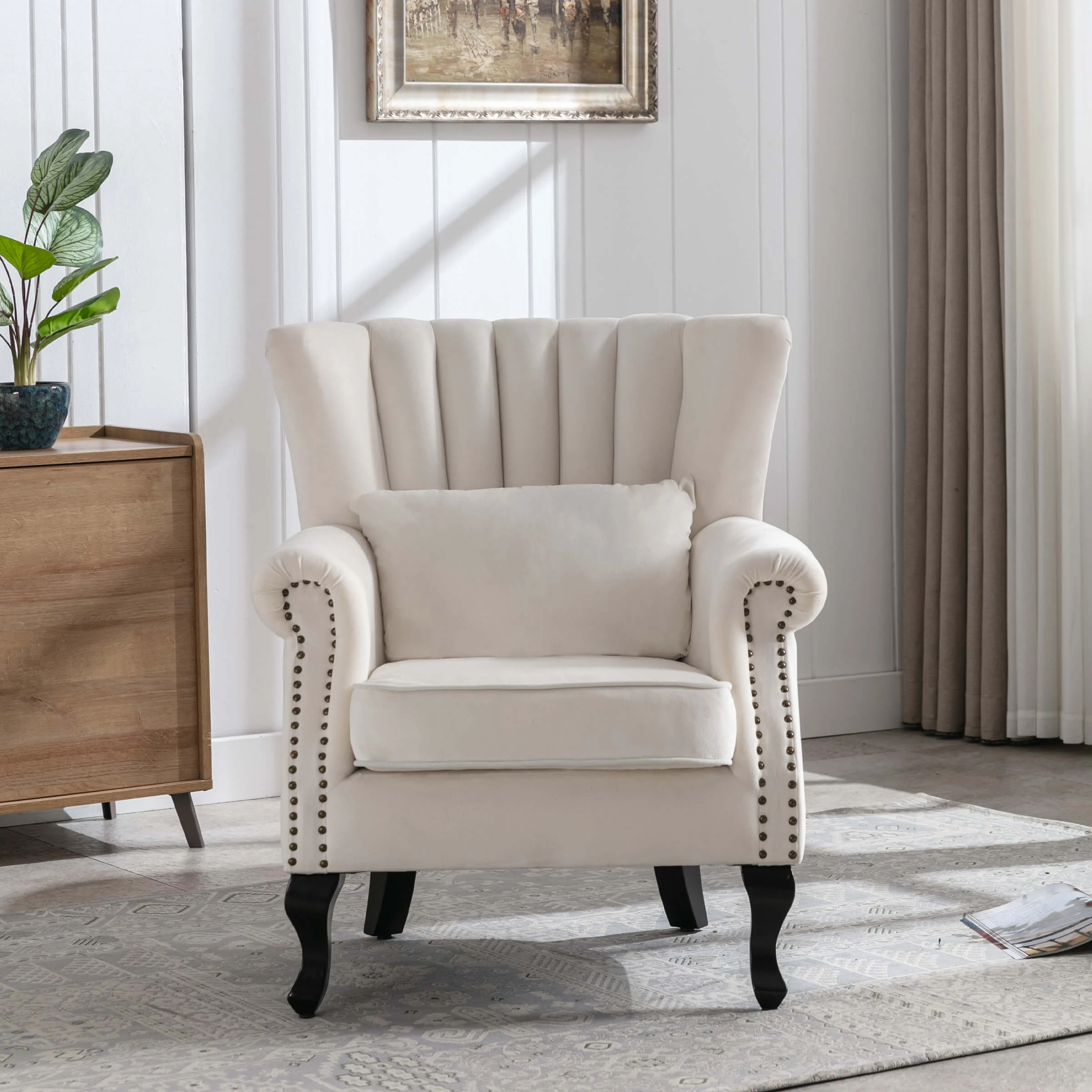 Wingback Nail-Head Velvet Accent Chair 1 PCS - X904AC - Image 37
