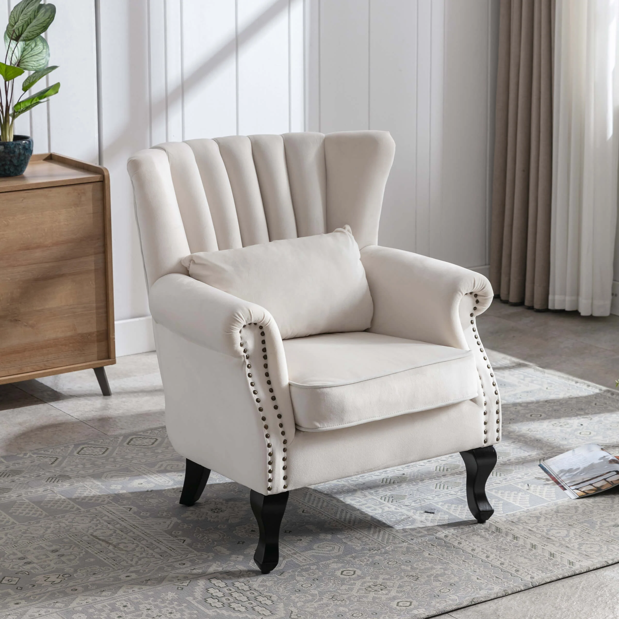 Wingback Nail-Head Velvet Accent Chair 1 PCS - X904AC - Image 38