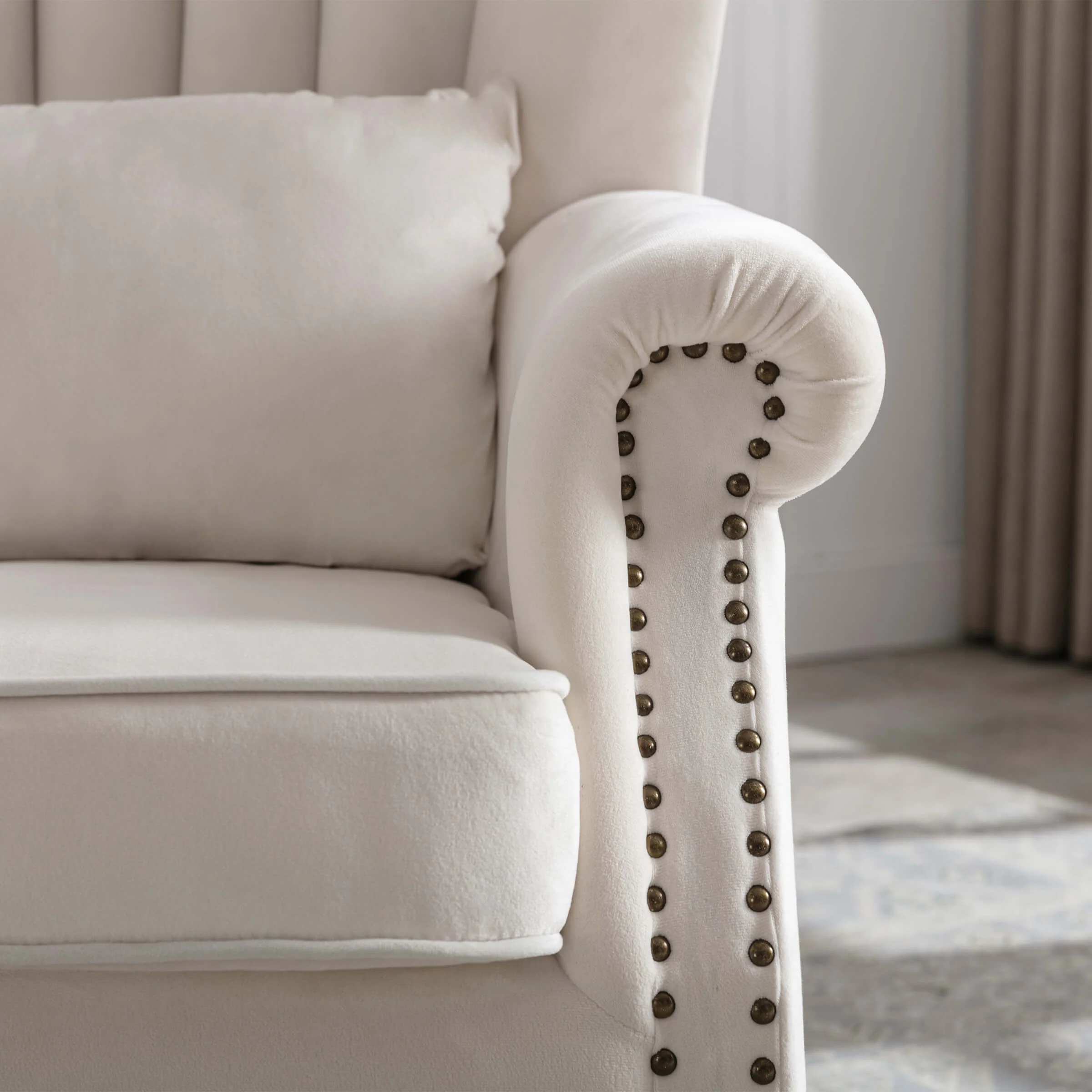 Wingback Nail-Head Velvet Accent Chair 1 PCS - X904AC - Image 44
