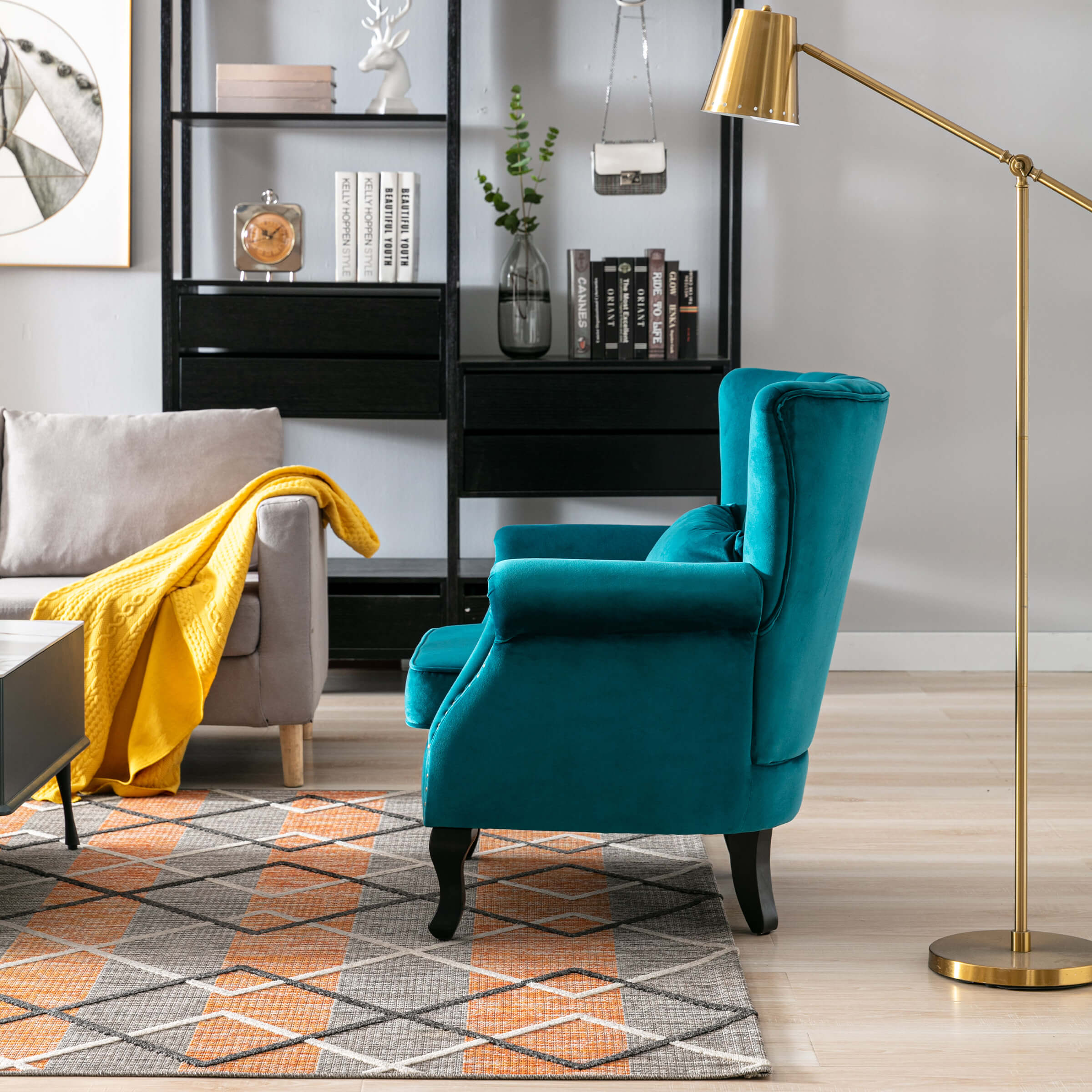 Wingback Nail-Head Velvet Accent Chair 1 PCS - X904AC - Image 47