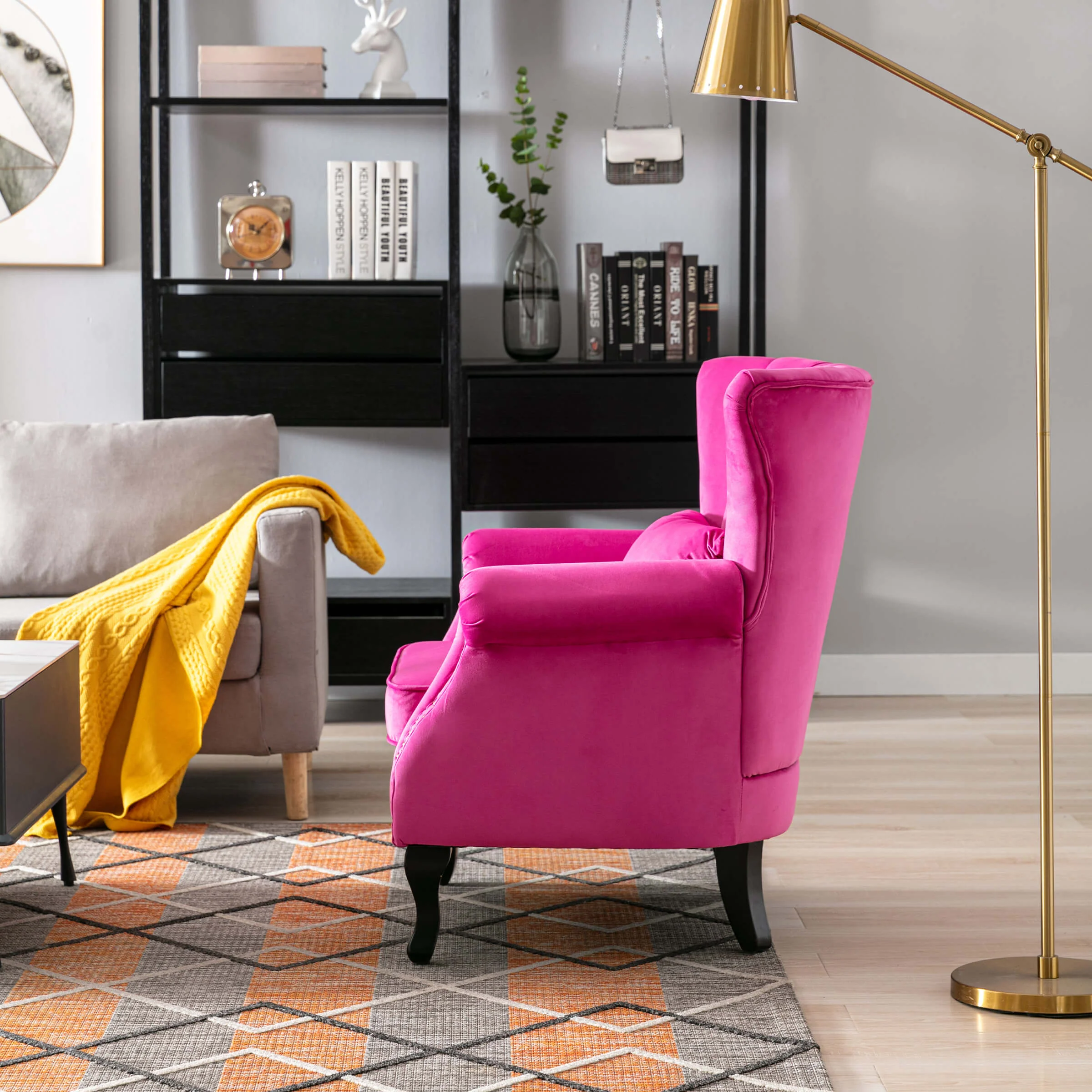 Wingback Nail-Head Velvet Accent Chair 1 PCS - X904AC - Image 61